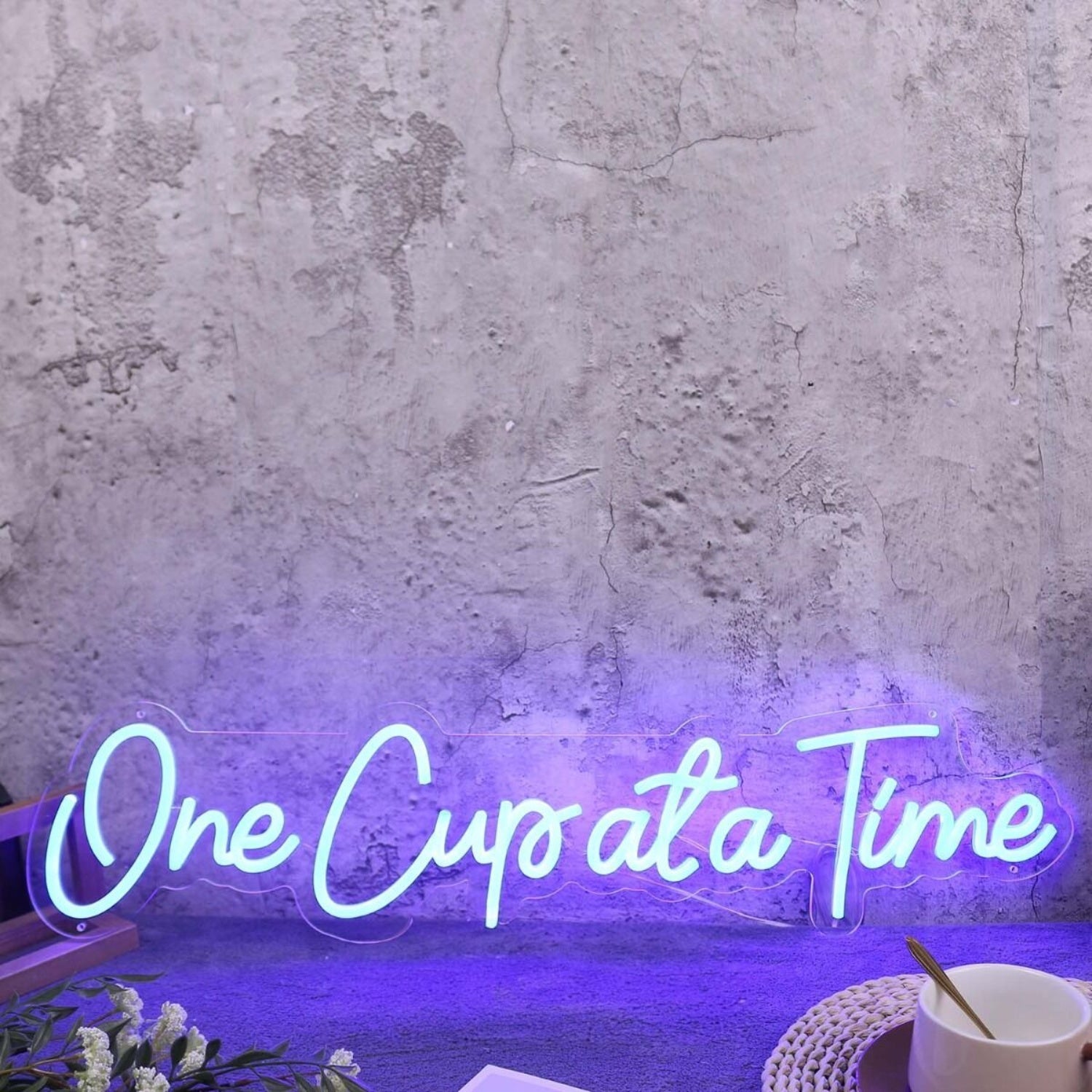 One Cupata Time Blue Led Neon Sign - Shineneon
