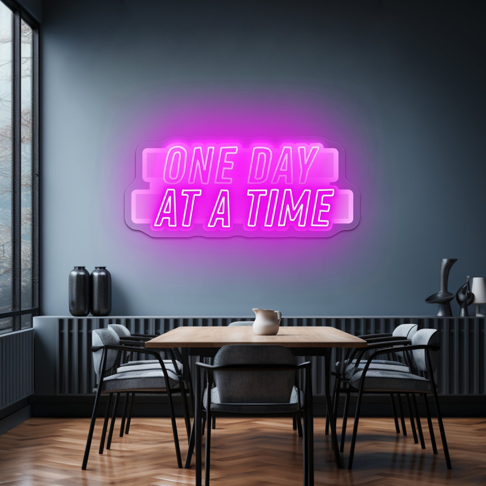 One Day At A Time Multicolor Lettering Artwork Custom Neonsigns