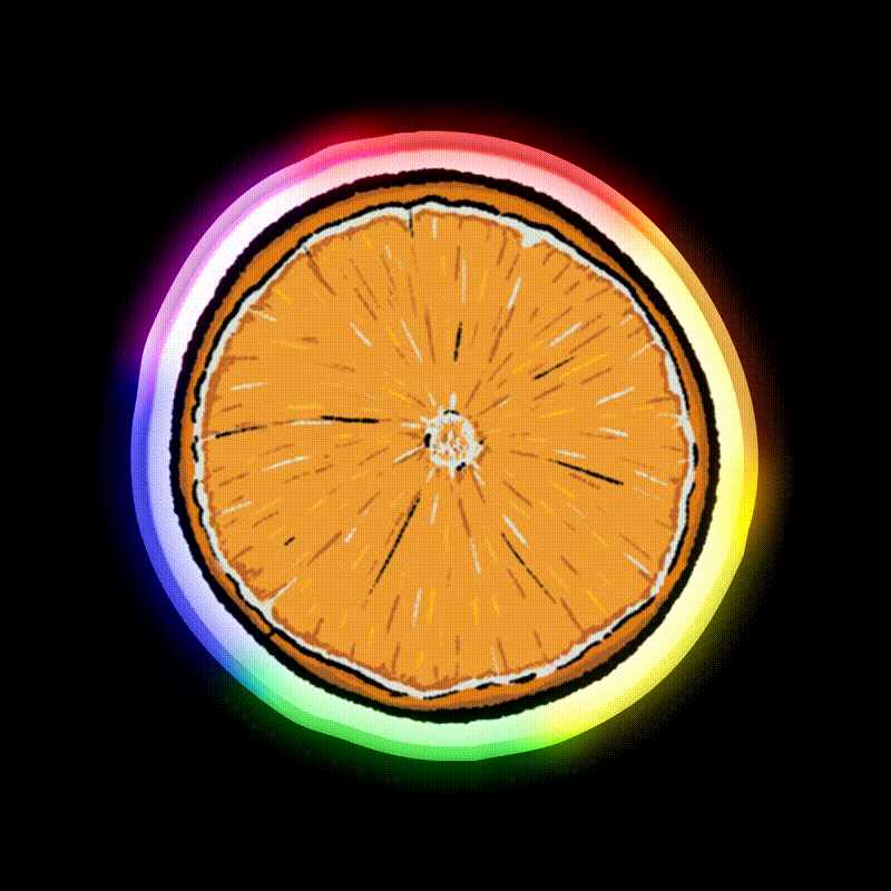 One Single Orange Slice Snack Food Led Neon Sign Rgb Color - LED neon sign close-up detail