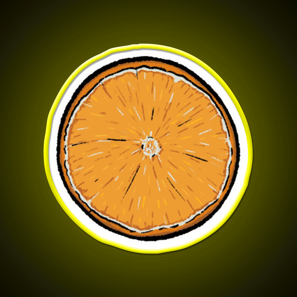One Single Orange Slice Snack Food Led Neon Sign Rgb Color - Custom LED neon sign front view