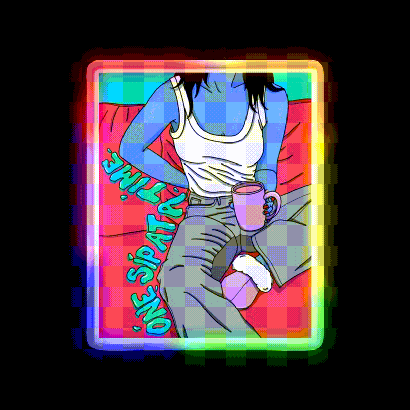 One Sip At A Time Cafe Led Neon Sign Espresso Bar Art Rgb Color