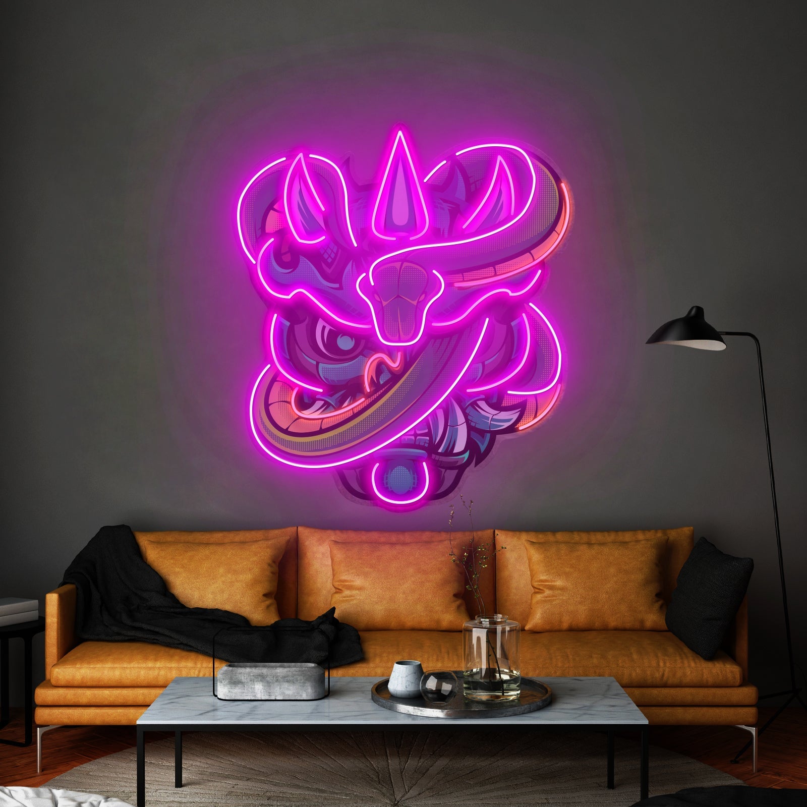 Oni Head And Green Snake Led Neon Sign Light Custom Led Signs - Shineneon