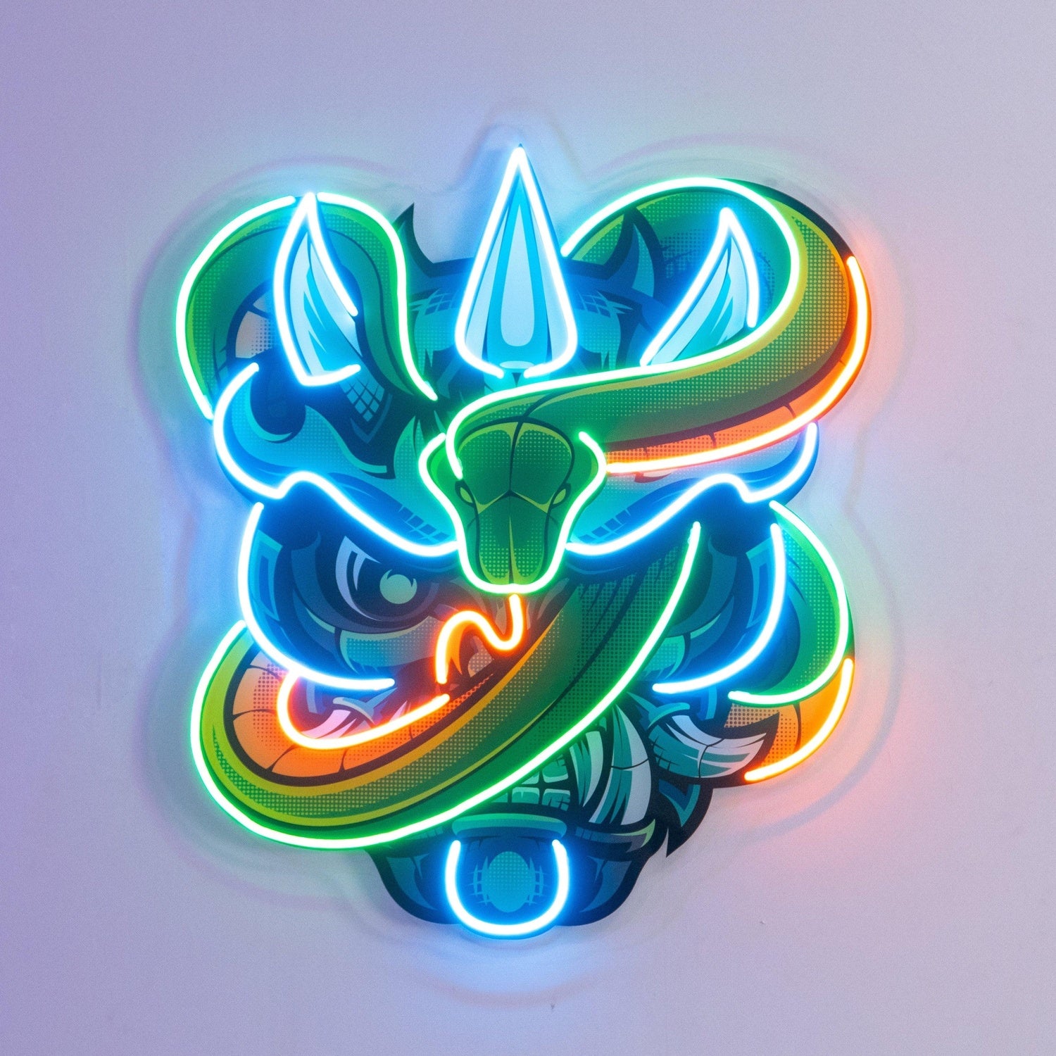 Oni Head Green Snake Uv Printed Led Neon Sign Fantasy Gaming Room Decor | Shineneon