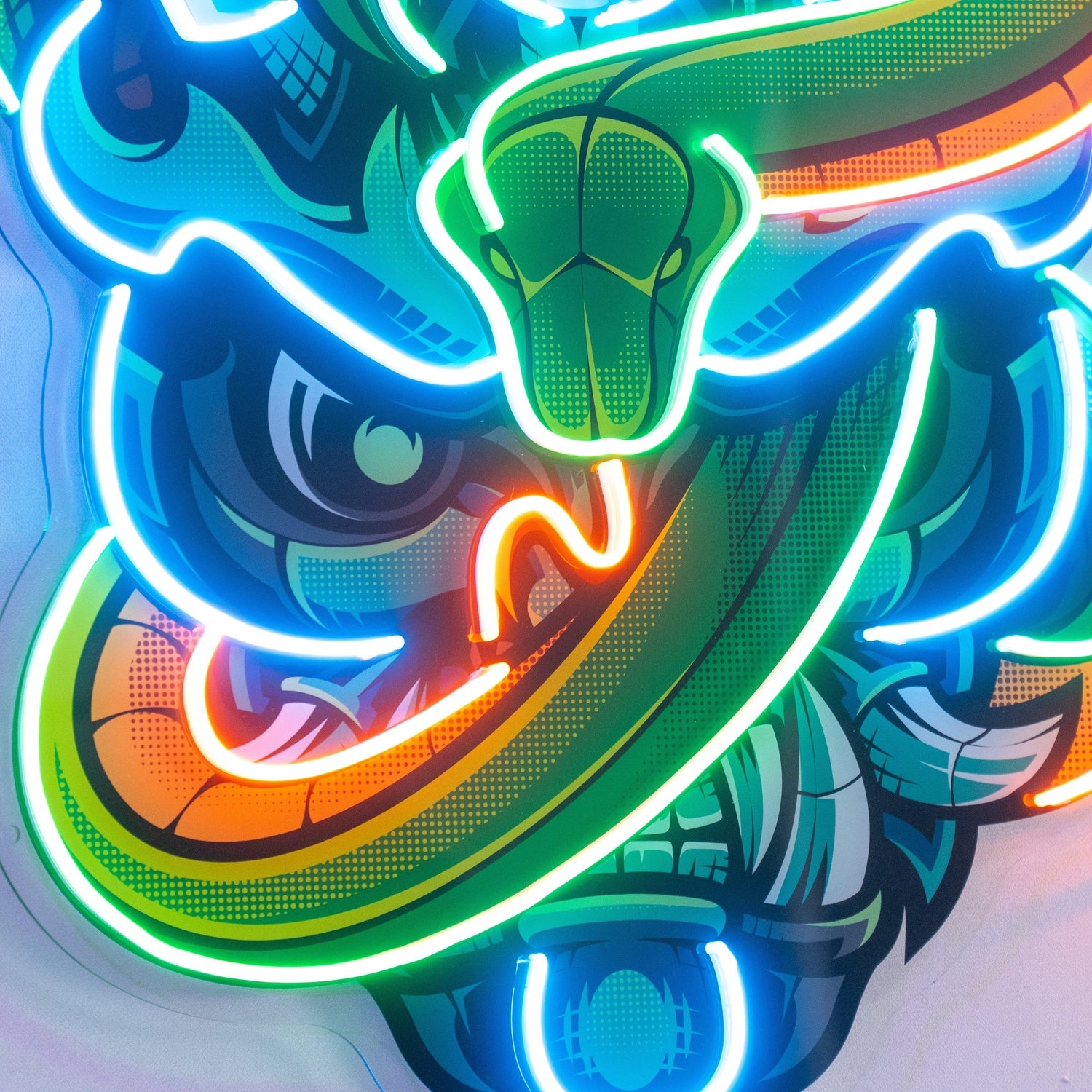 Oni Head Green Snake Uv Printed Led Neon Sign Fantasy Gaming Room Decor | Shineneon