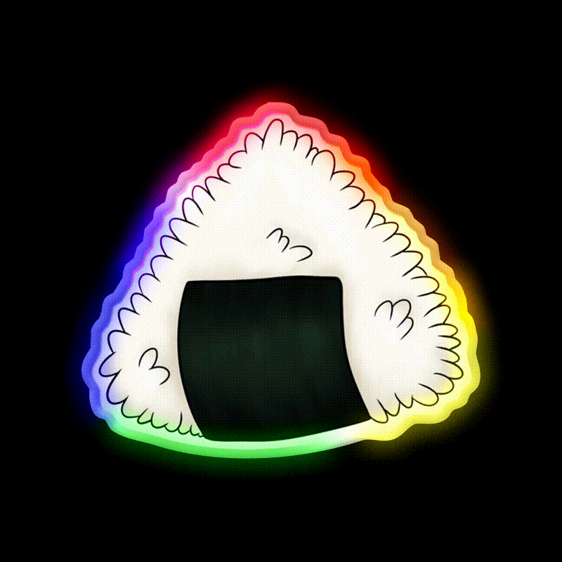 Onigiri Snack Food Led Neon Sign Rgb Color - LED neon sign close-up detail
