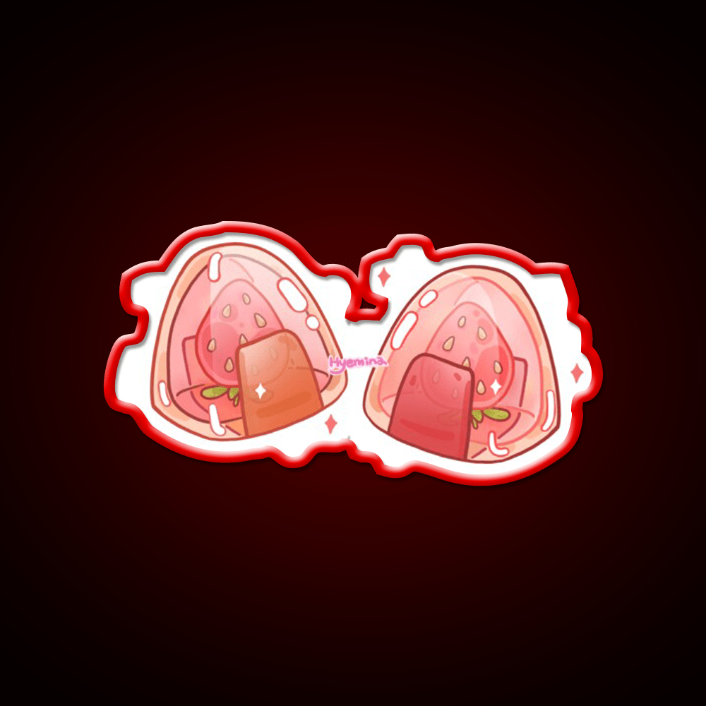 Onigiri With Strawberry Snack Food Led Neon Sign Rgb Color - Shineneon