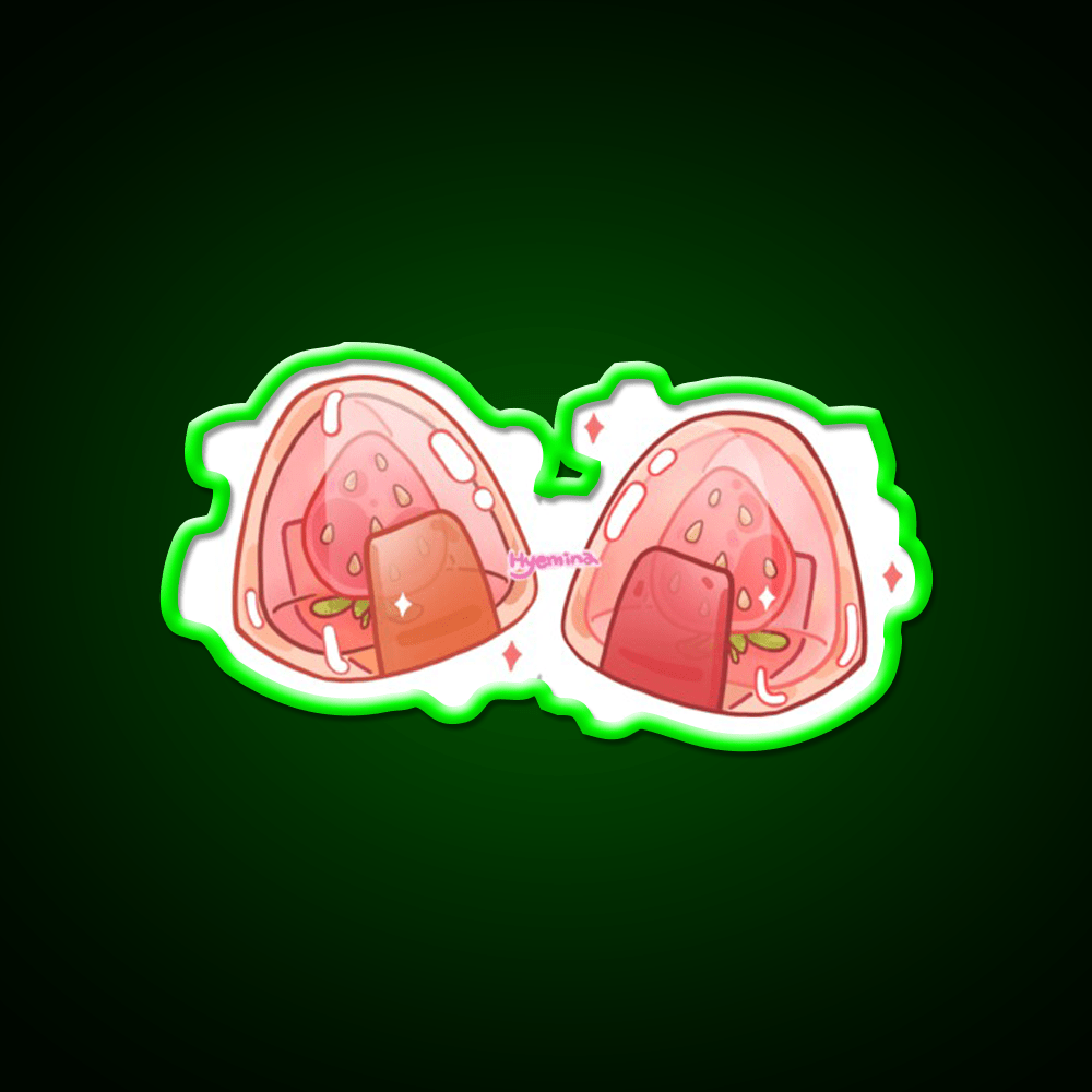 Onigiri With Strawberry Snack Food Led Neon Sign Rgb Color - Shineneon