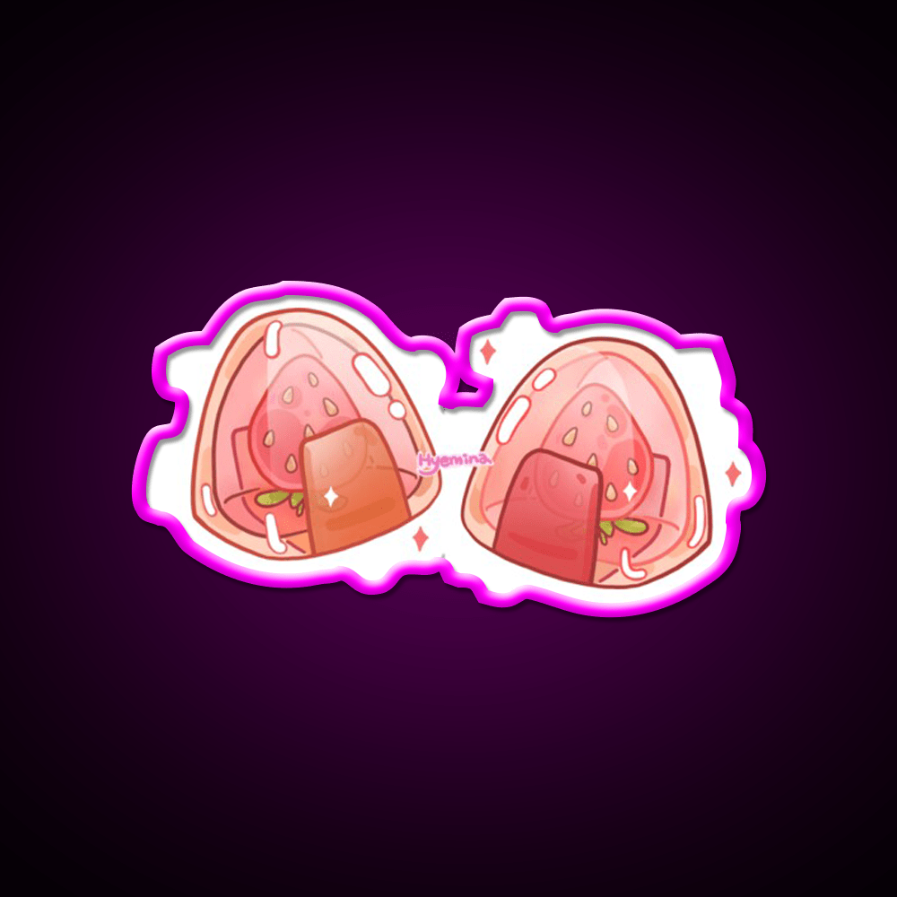 Onigiri With Strawberry Snack Food Led Neon Sign Rgb Color - Shineneon