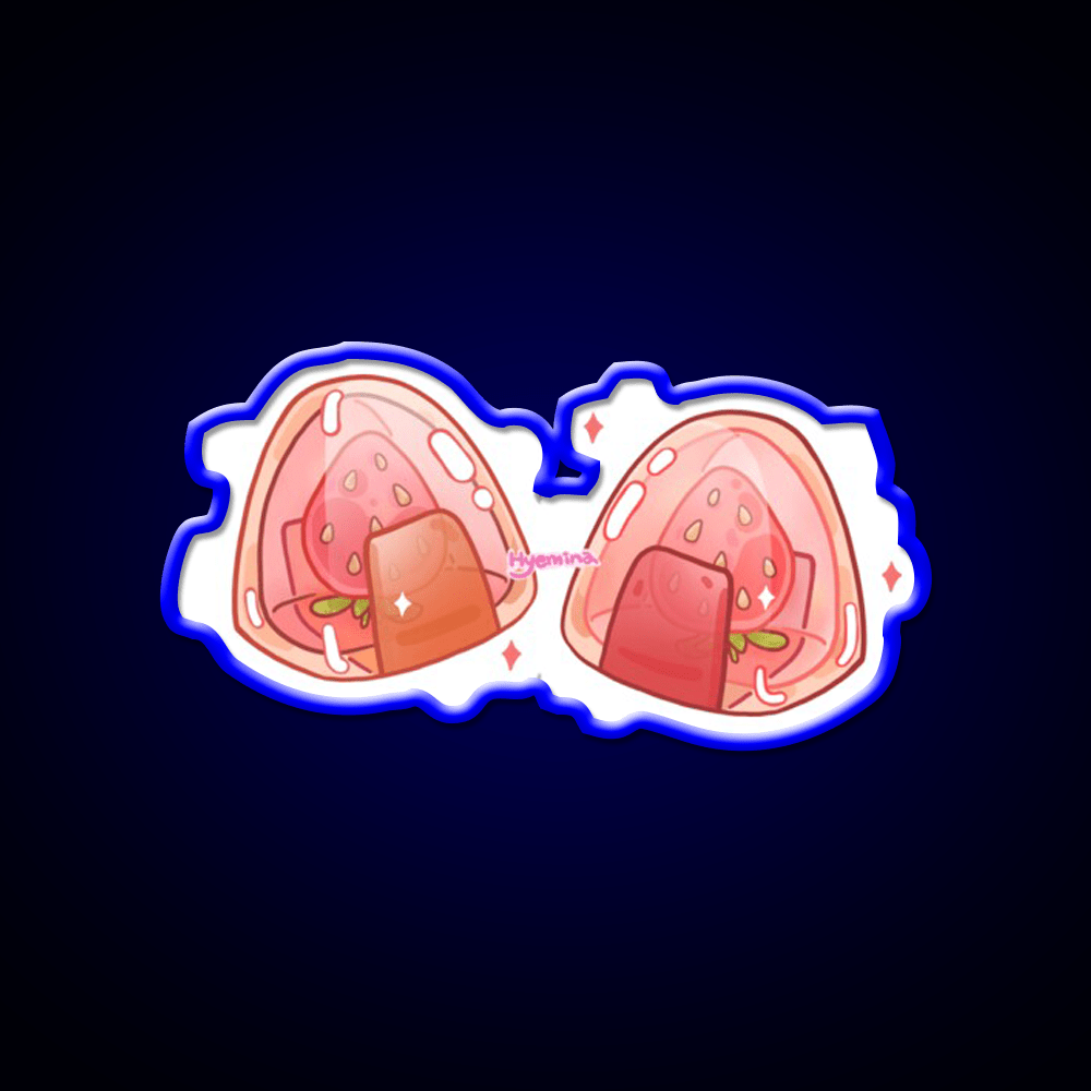 Onigiri With Strawberry Snack Food Led Neon Sign Rgb Color - Shineneon
