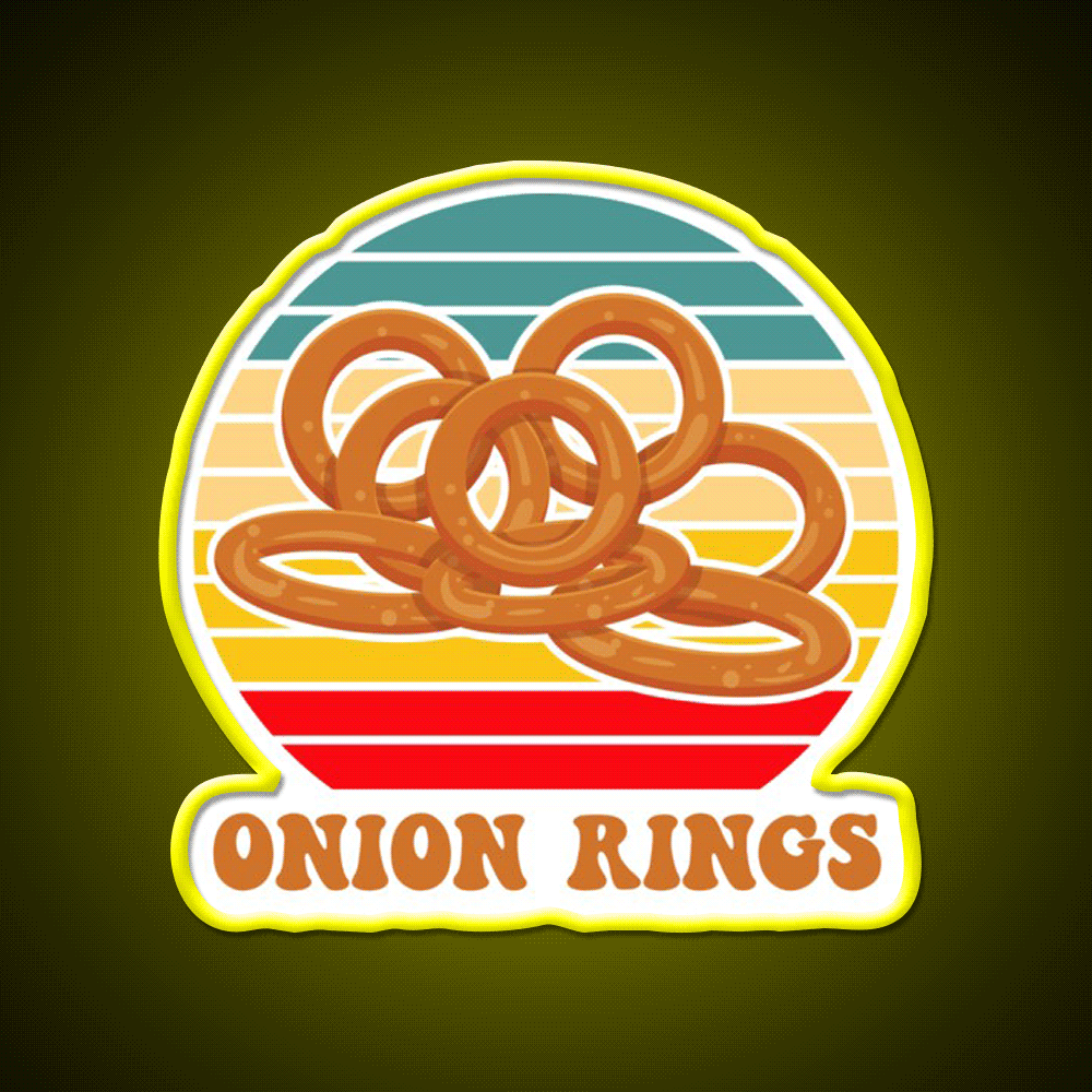 Onion Rings Retro Sunset Fast Food Led Neon Sign For Burger Place Rgb Color - Custom LED neon sign front view