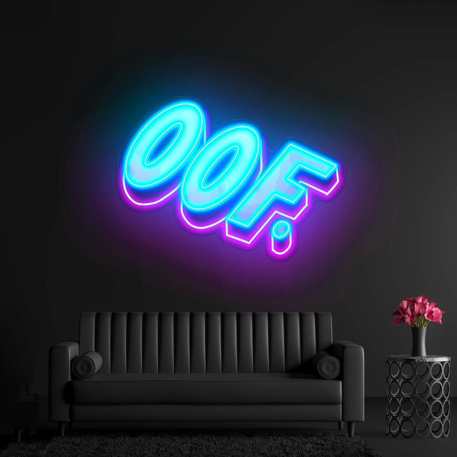 Oof Blue Aesthetic Artwork Led Neon
