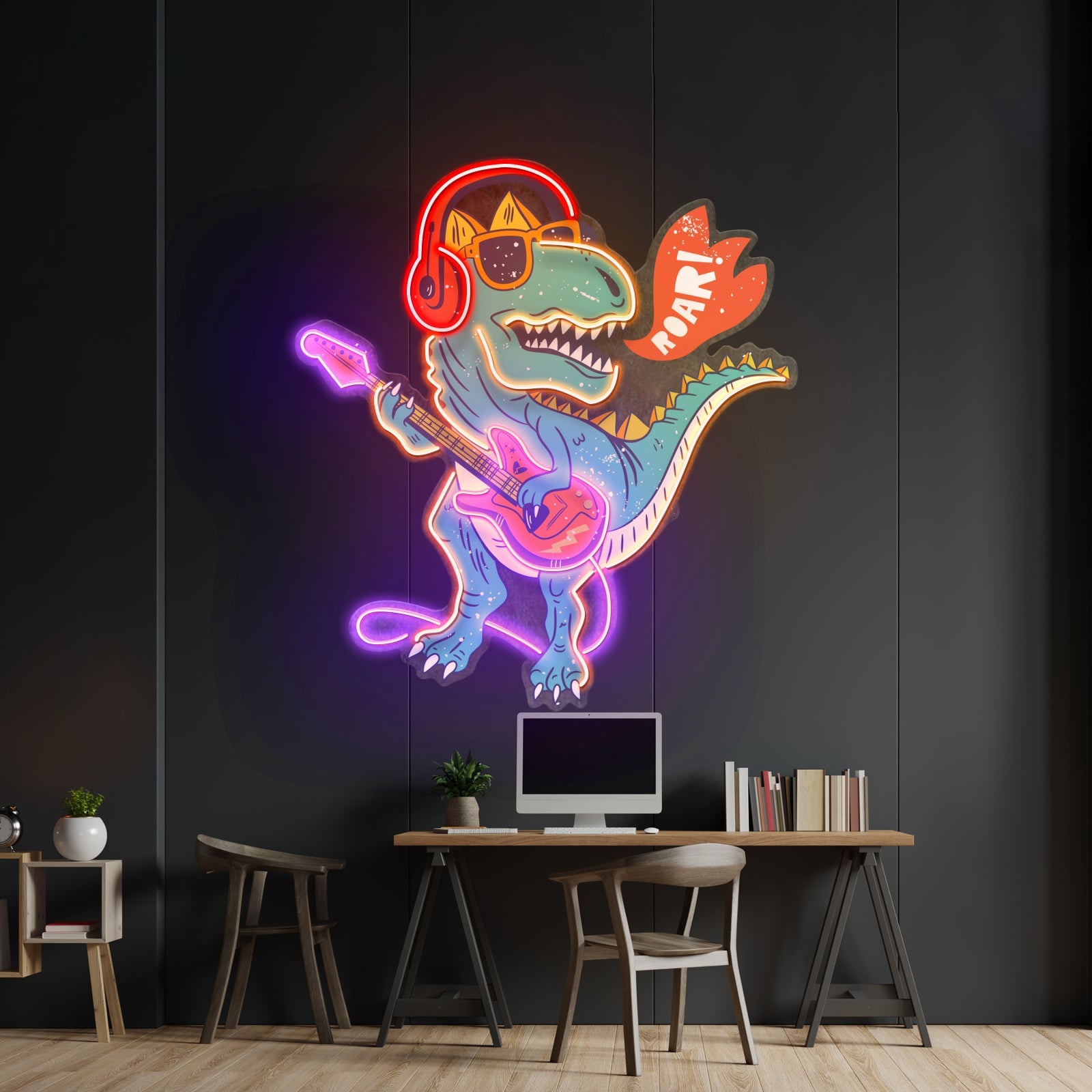 Ool Dinosaur Playing Guitar Led Neon Sign Light Custom Led Signs - Shineneon