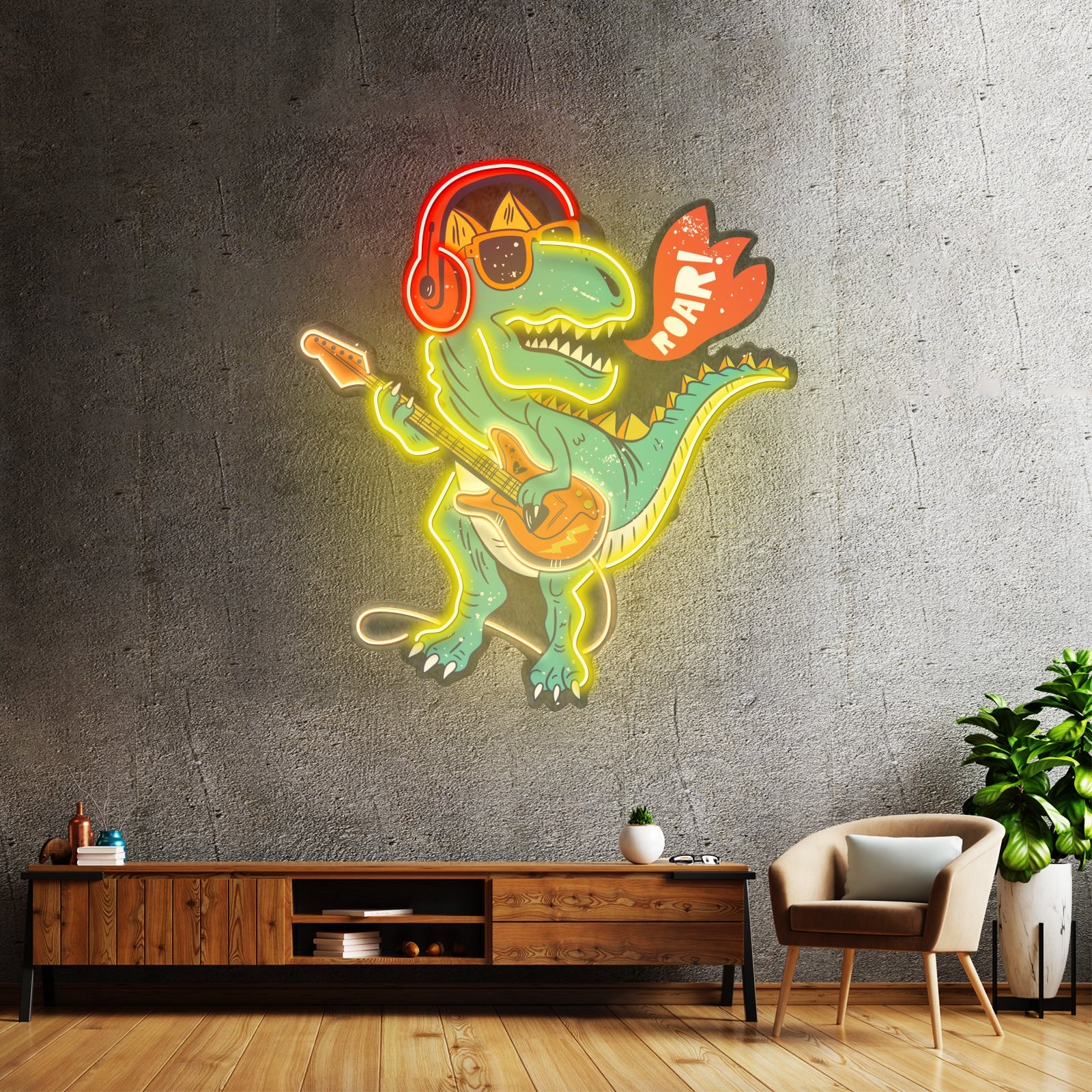 Ool Dinosaur Playing Guitar Led Neon Sign Light Custom Led Signs - Shineneon