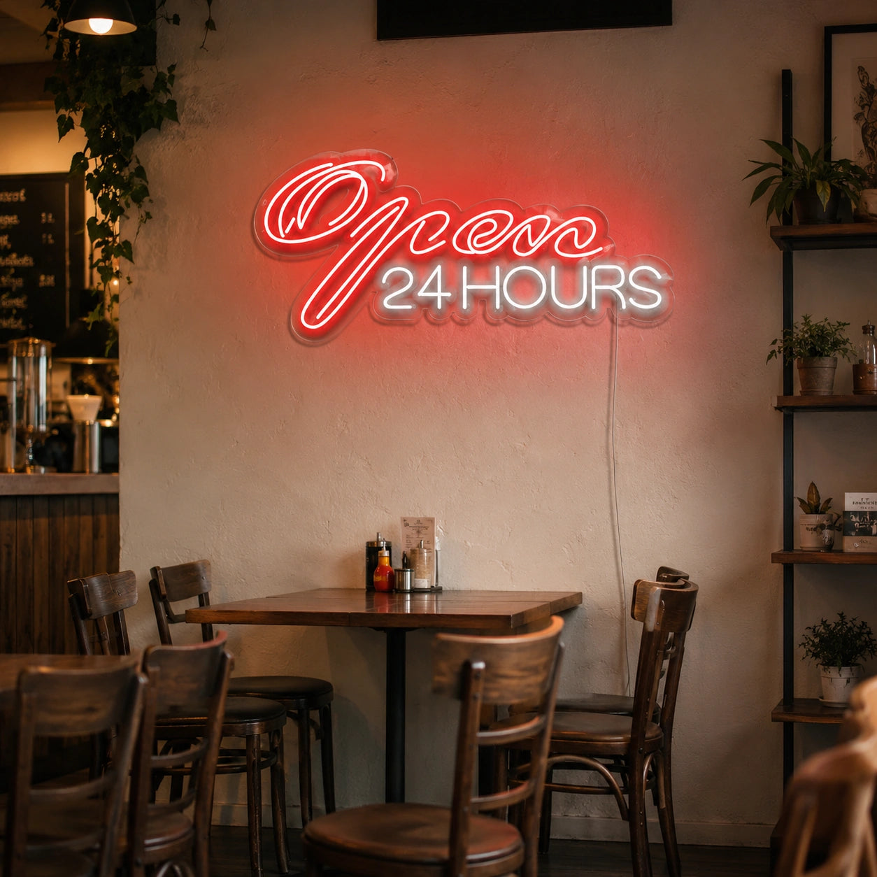 Open 24 Hours Lounge Neon Sign LED Neon Sign real lifestyle scene