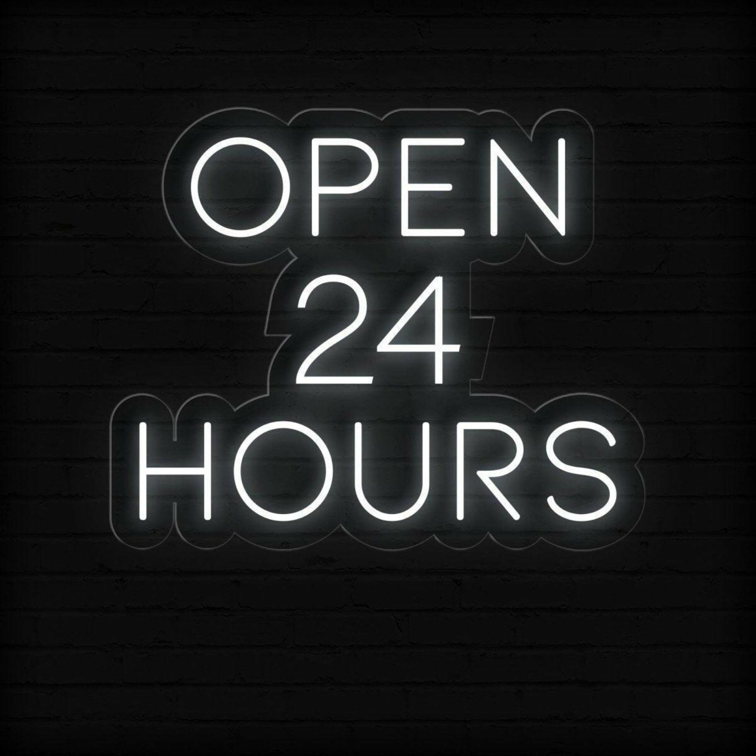 Open 24 Hours White Round Led Neon Sign For Business Storefront Wall Decor | Shineneon