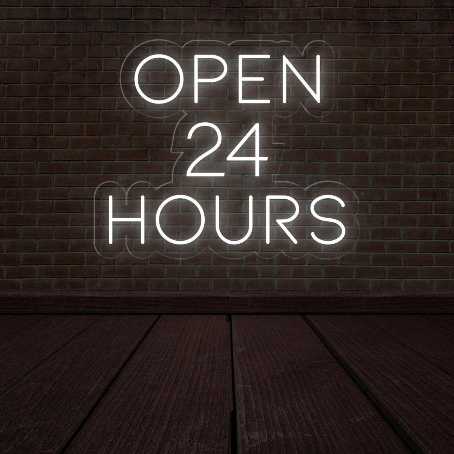 Open 24 Hours White Round Led Neon Sign For Business Storefront Wall Decor | Shineneon