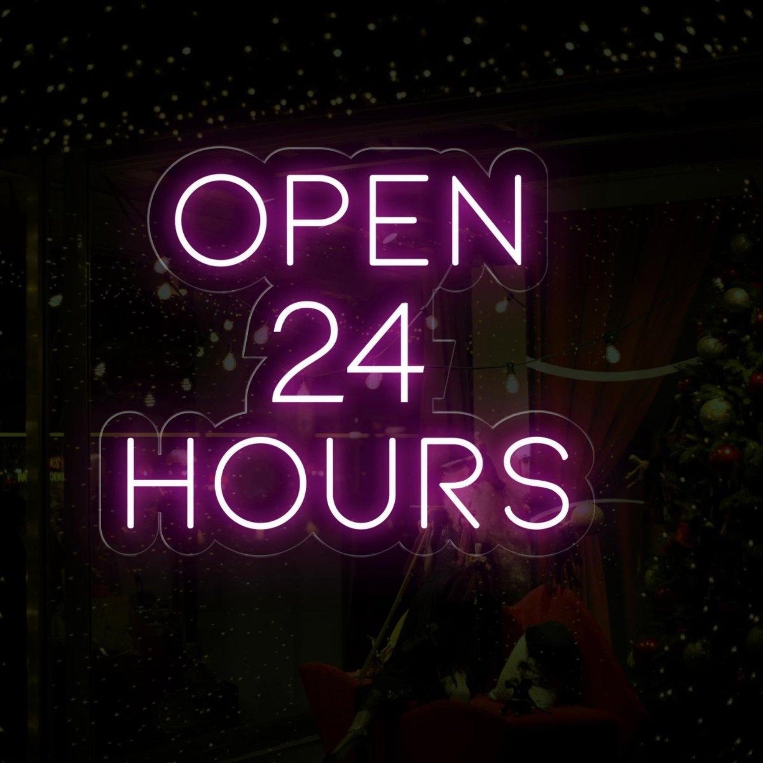 Open 24 Hours White Round Led Neon Sign For Business Storefront Wall Decor | Shineneon