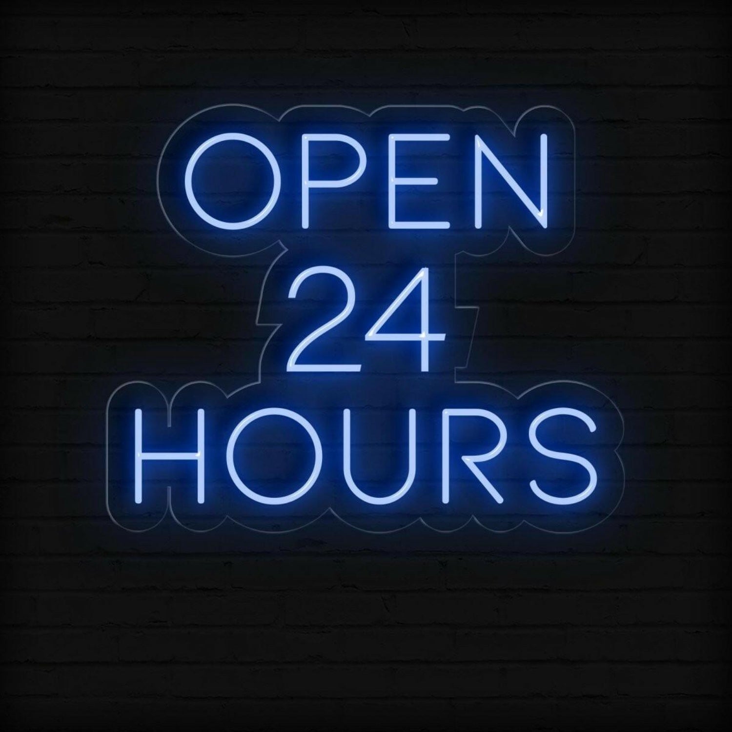 Open 24 Hours White Round Led Neon Sign For Business Storefront Wall Decor | Shineneon