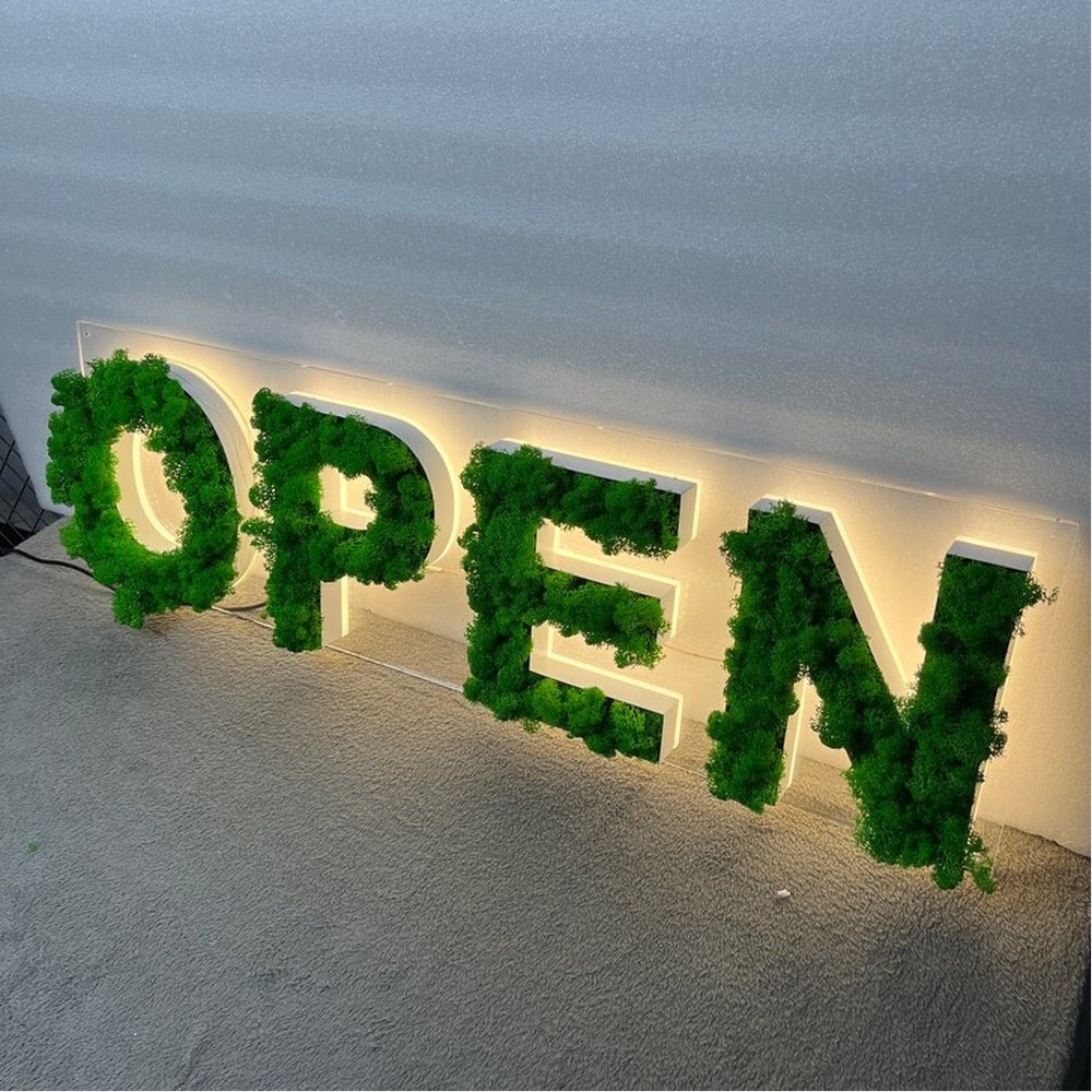 Open 3D Moss Letter Sign - Shineneon