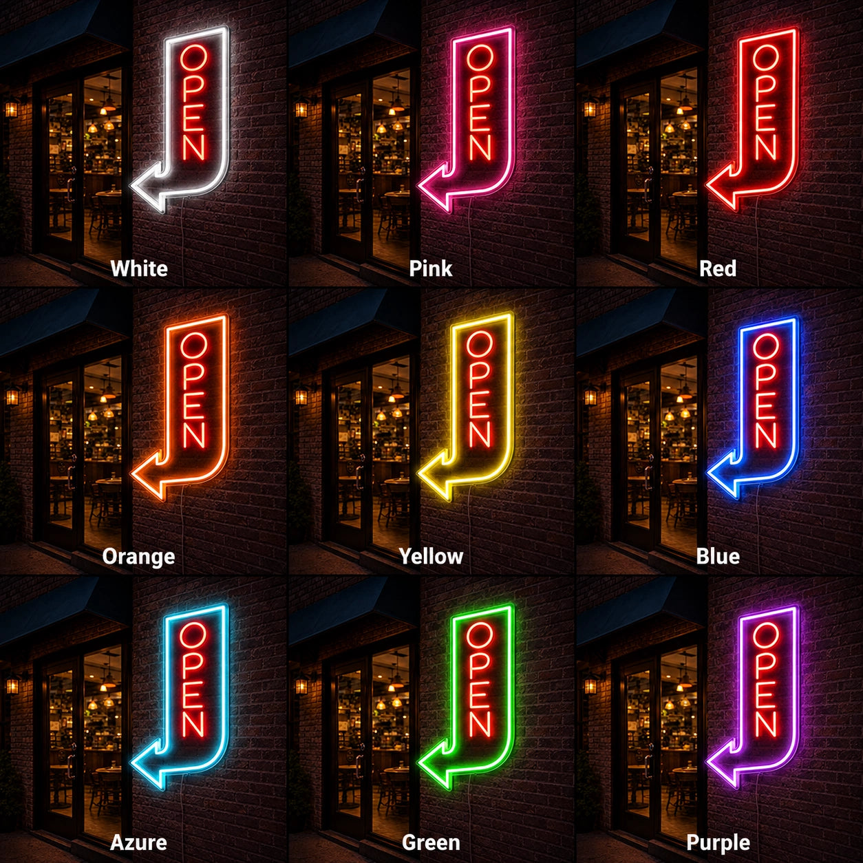 Open Arrow LED Neon Sign - 05 Color Grid