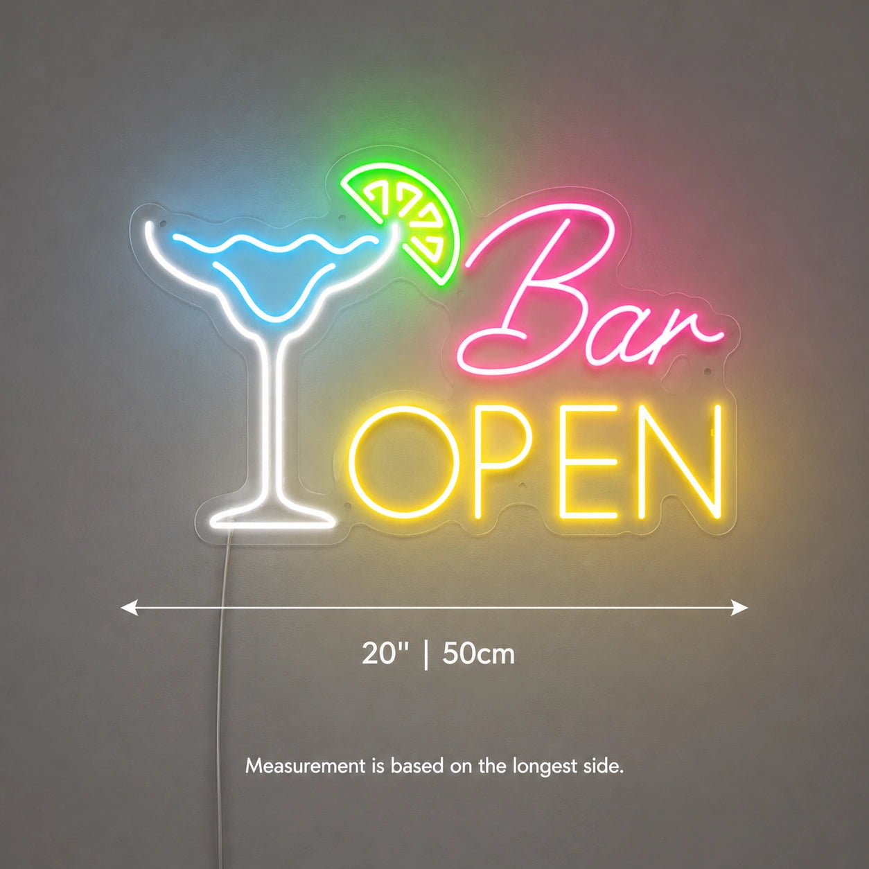 Open Bar Martini Neon Sign LED Neon Sign size image