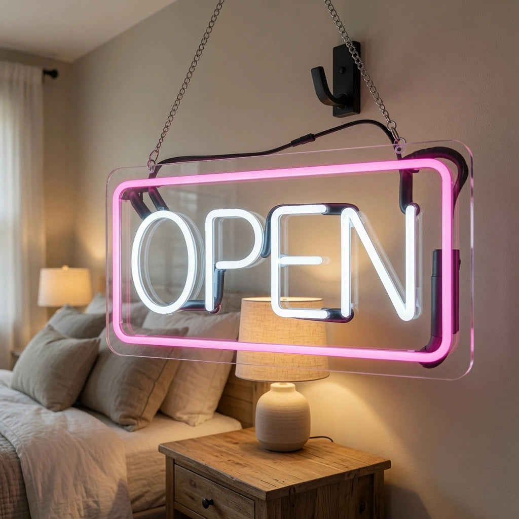 Open Bedroom Decor LED Neon Sign - 03 Real Lifestyle Scene