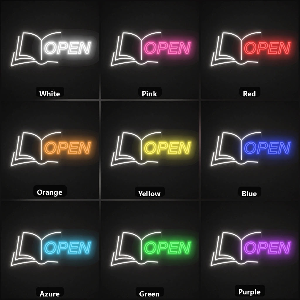 Open Book LED Neon Sign Garage Man Cave Neon Sign color grid