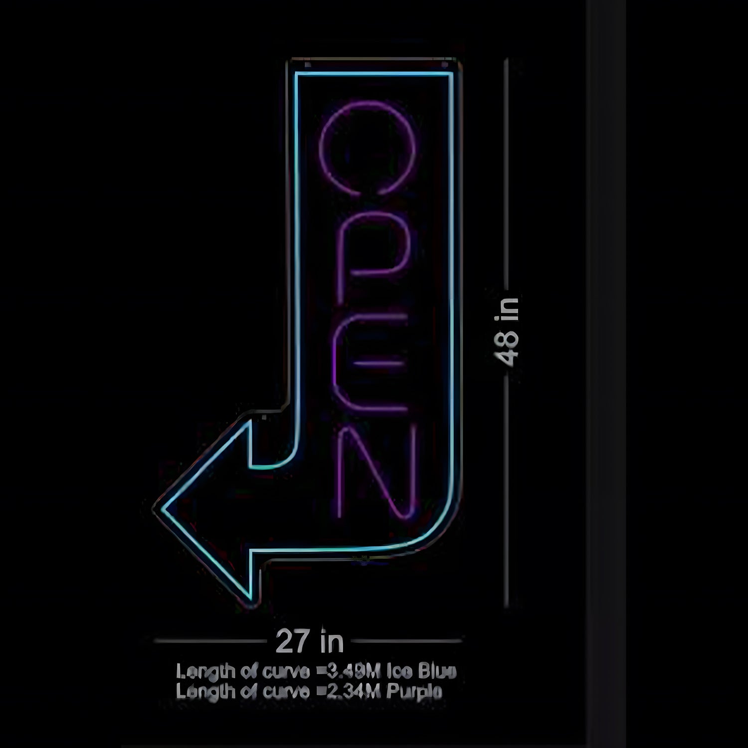 Open Business Blue Purple Arrow LED Neon Sign for Storefront Window Decoration | Shineneon