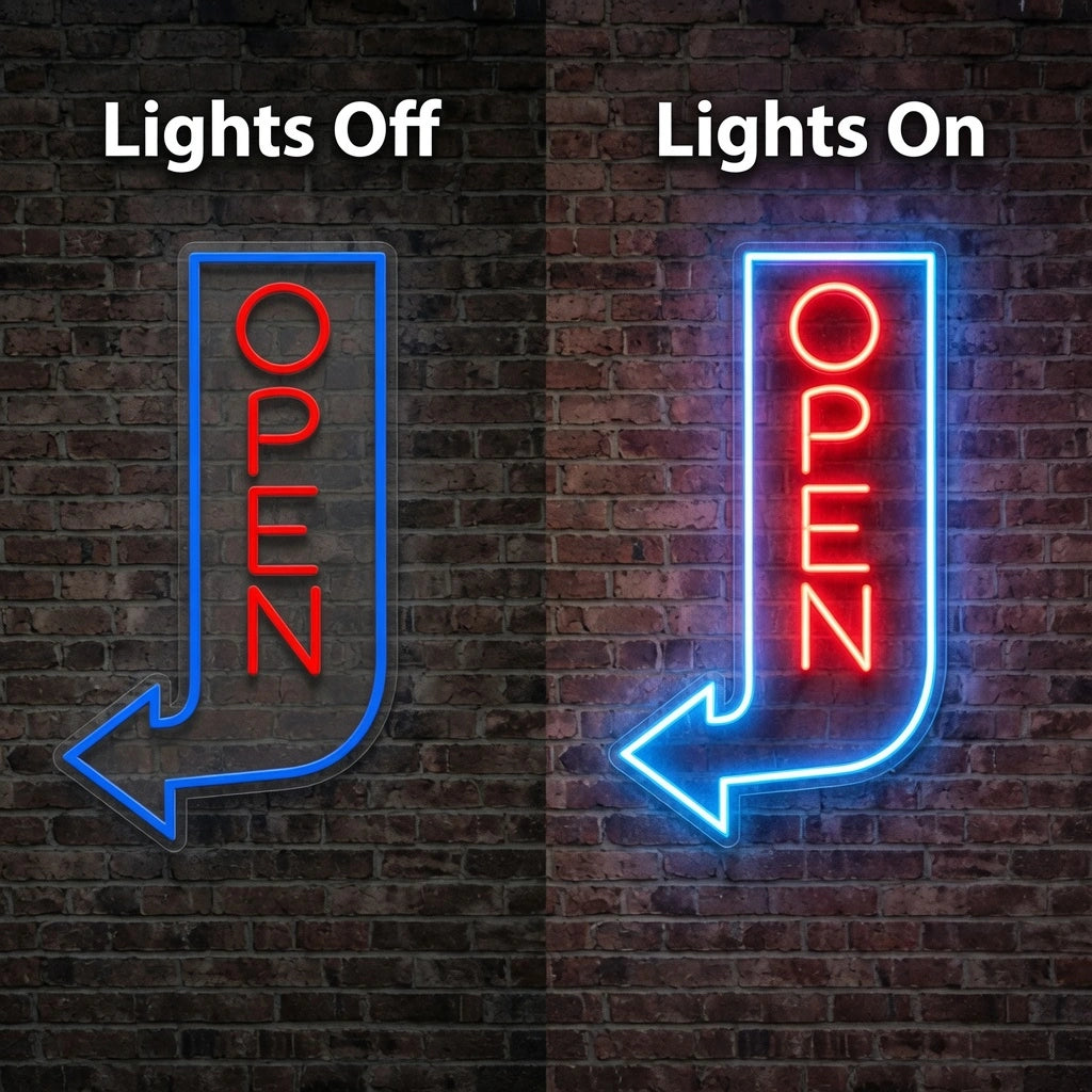 Open Business LED Neon Sign Wall Decor Wall Decor Wall Decor - 06 Day Night Comparison