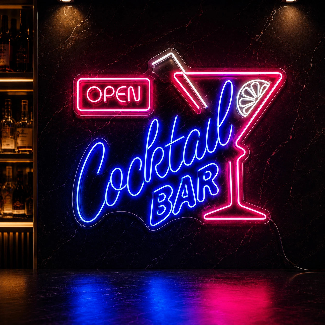 Open Cocktail Bar LED Neon Sign - 01 Original Product Image