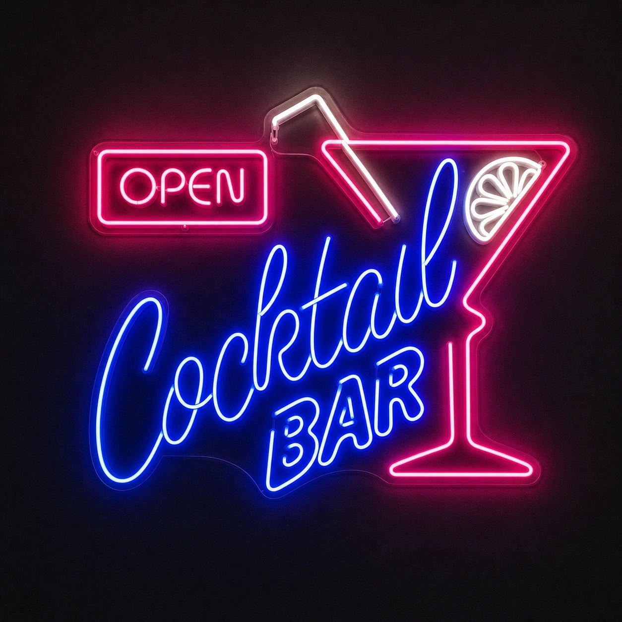 Open Cocktail Bar Man Cave LED Neon Sign - Shineneon