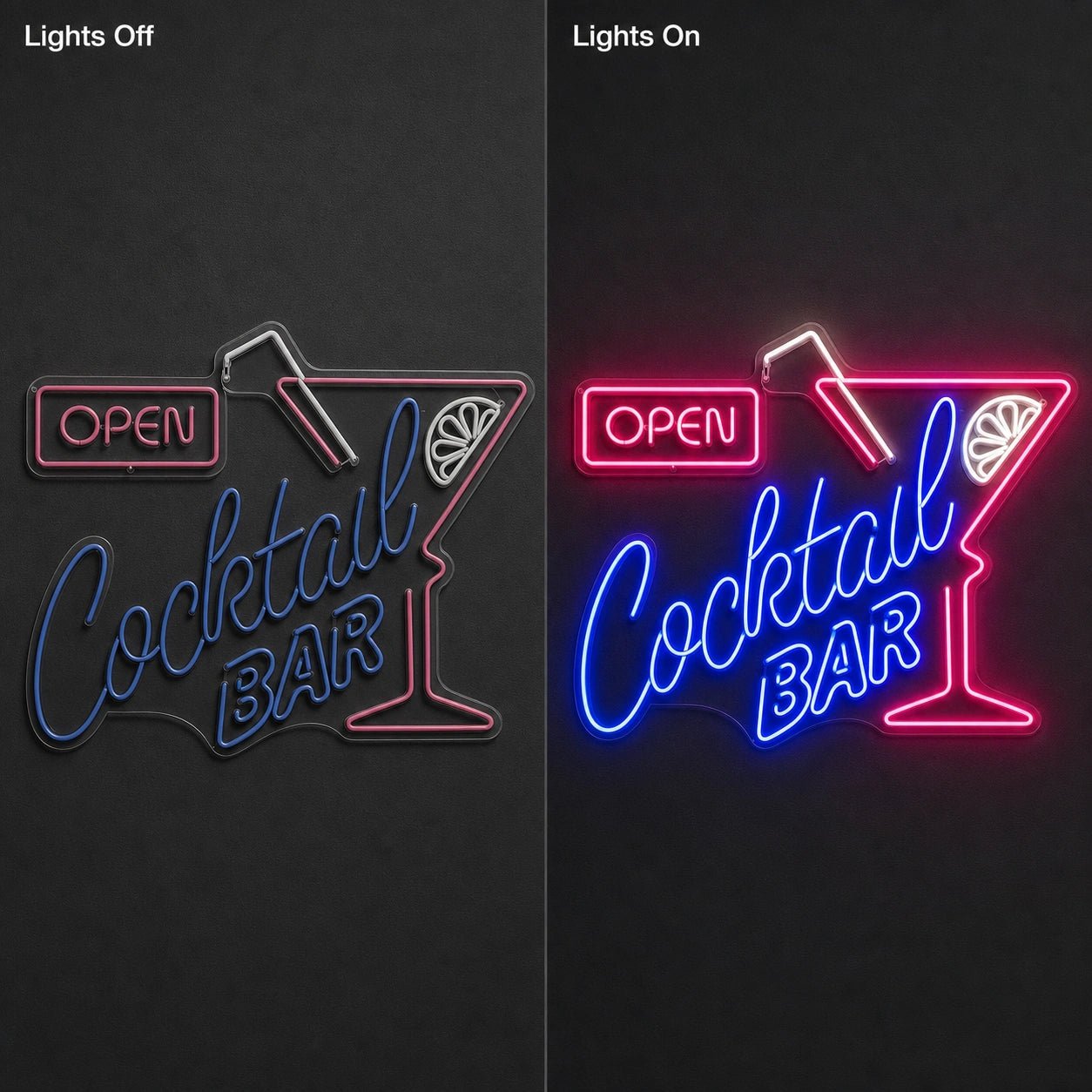 Open Cocktail Bar Man Cave LED Neon Sign - Shineneon