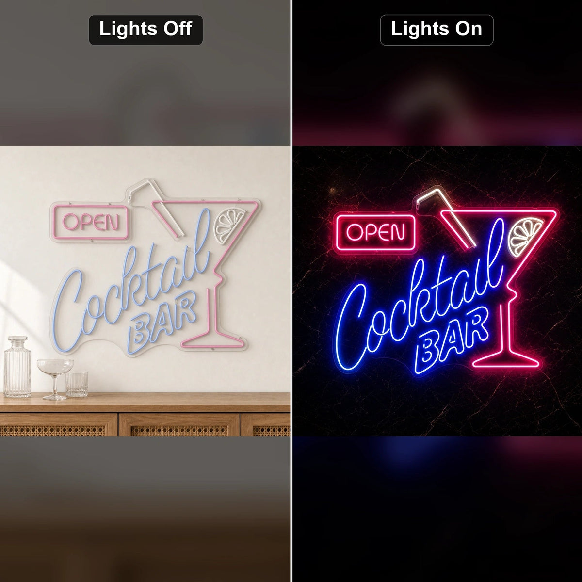 Open Cocktail Bar Man Cave LED Neon Sign Garage Man Cave Neon Sign - Shineneon
