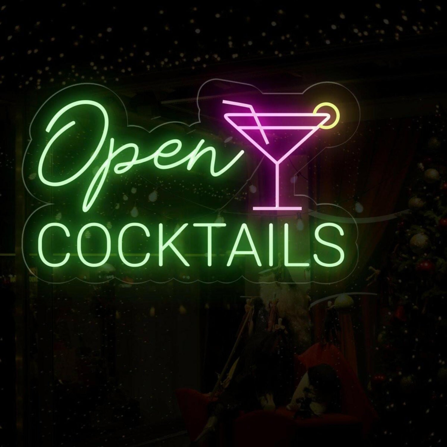 Open Cocktails Purple-Yellow Led Neon Sign For Bar Decor | Shineneon