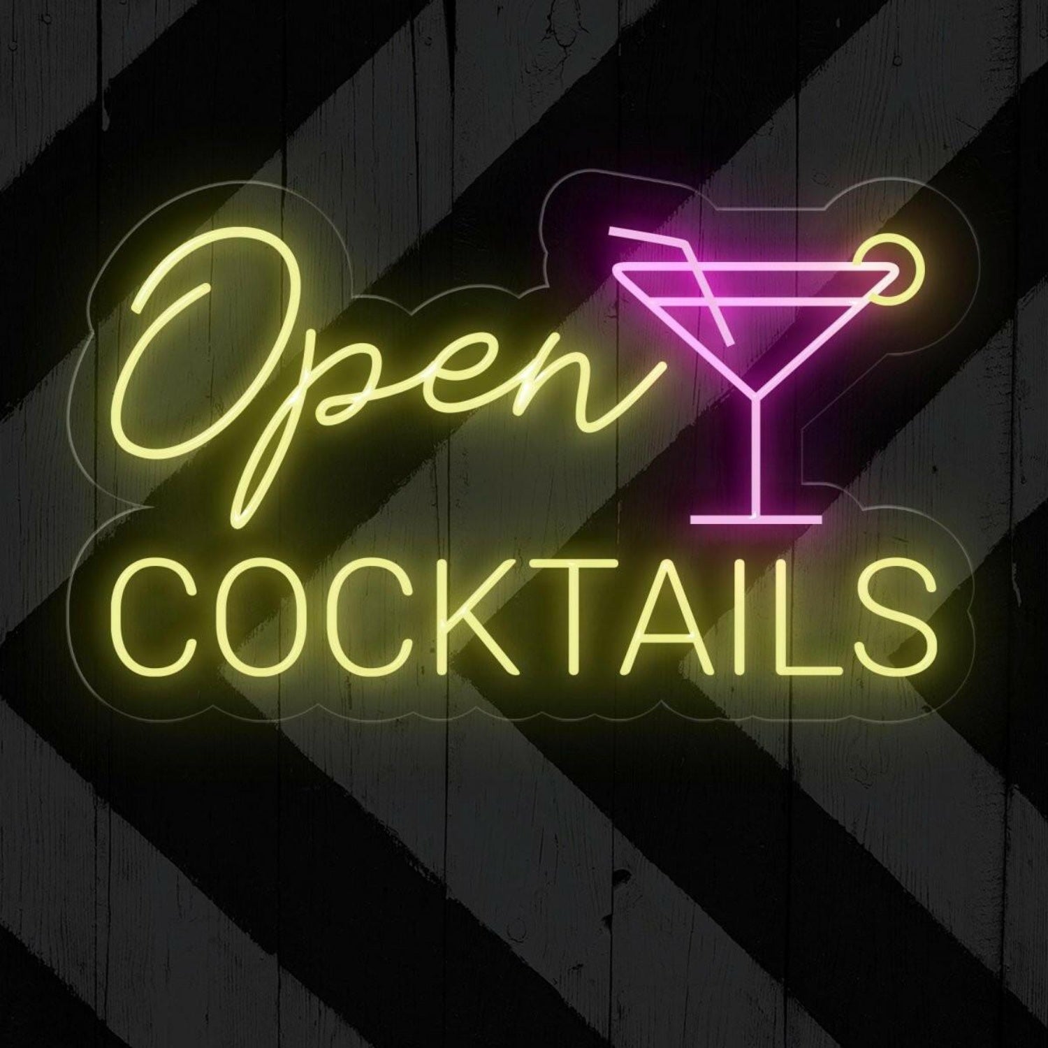Open Cocktails Purple-Yellow Led Neon Sign For Bar Decor | Shineneon