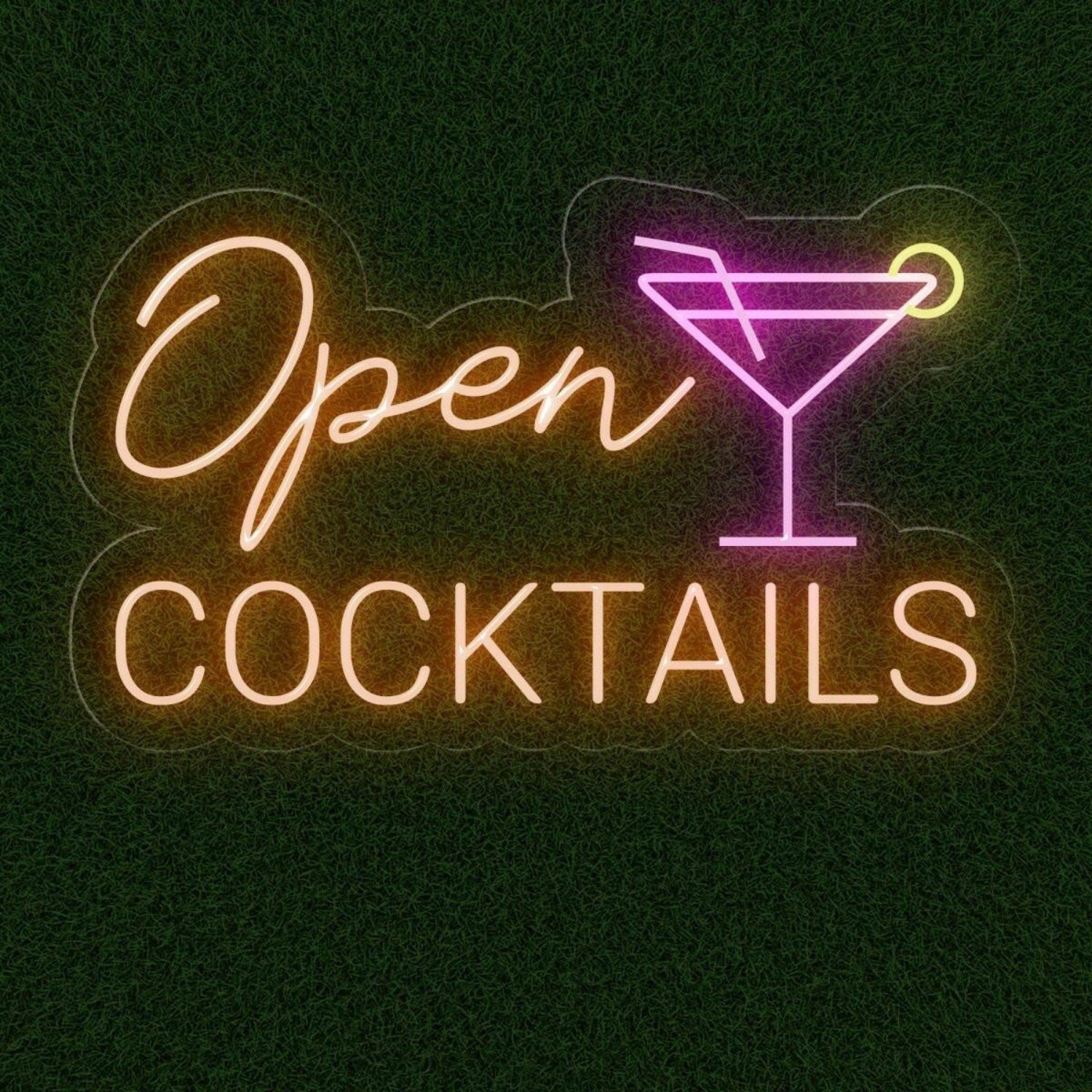 Open Cocktails Purple-Yellow Led Neon Sign For Bar Decor | Shineneon