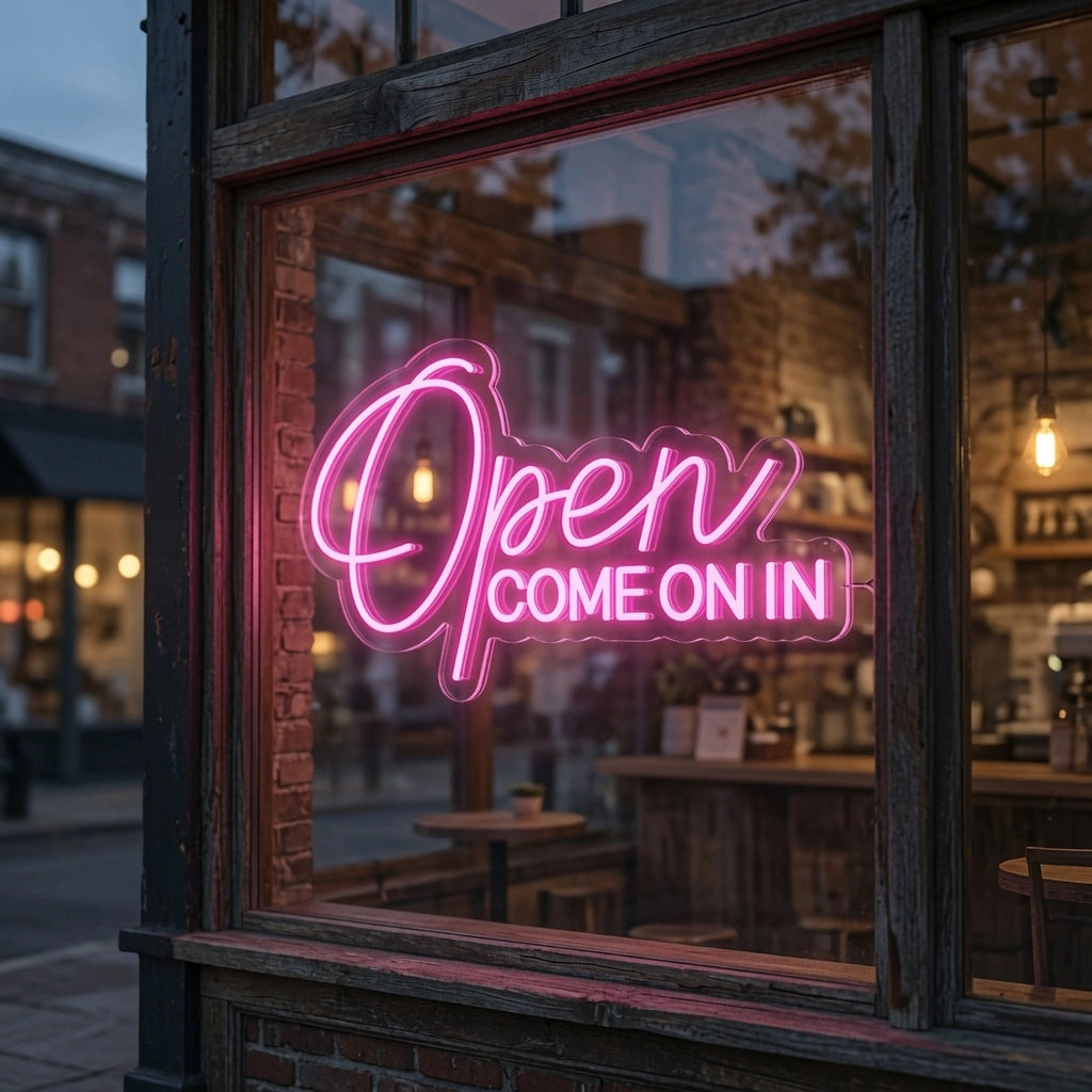 Open Come Business LED Neon Sign - 03 Real Lifestyle Scene
