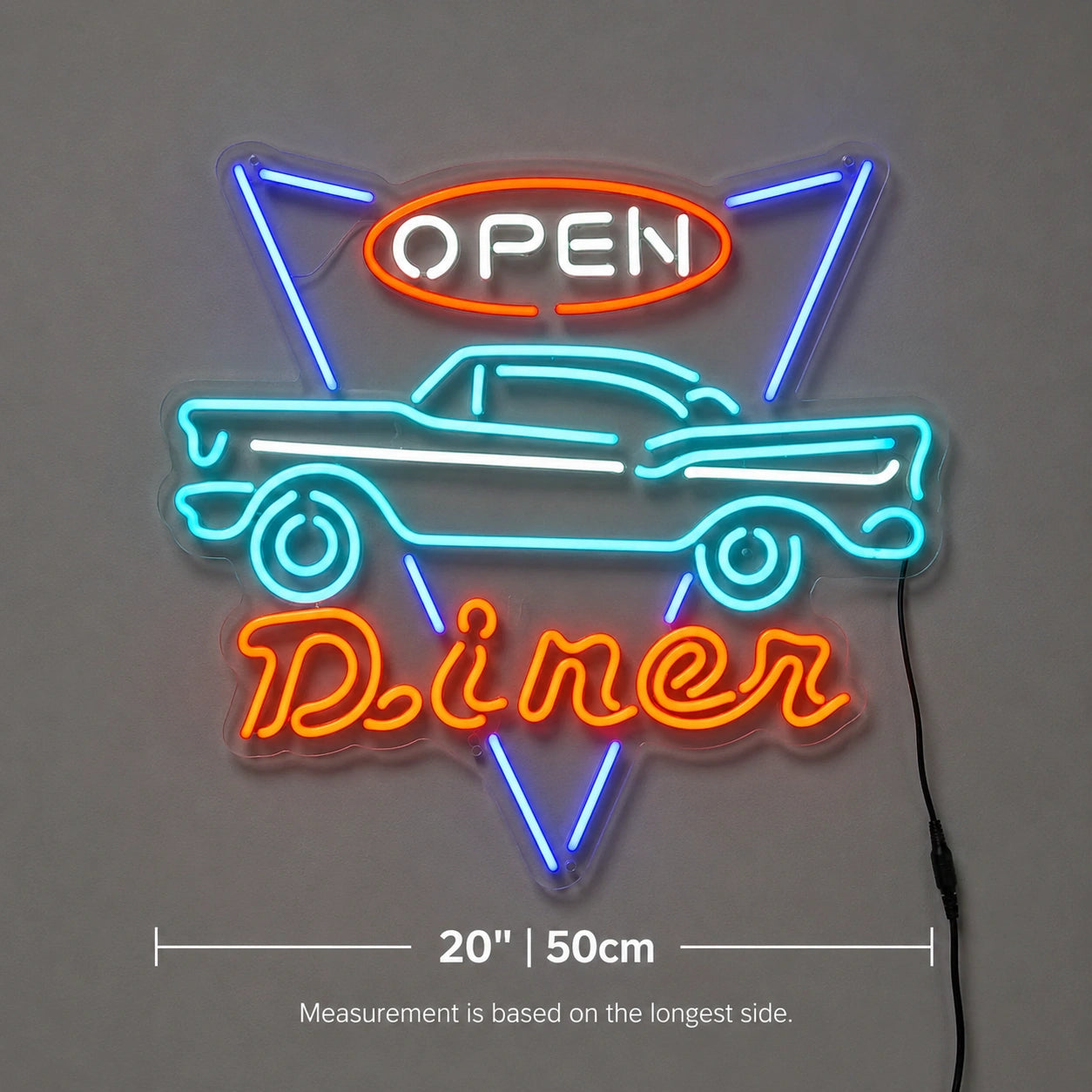 Open Diner Classic Car Neon Sign LED Neon Sign size image