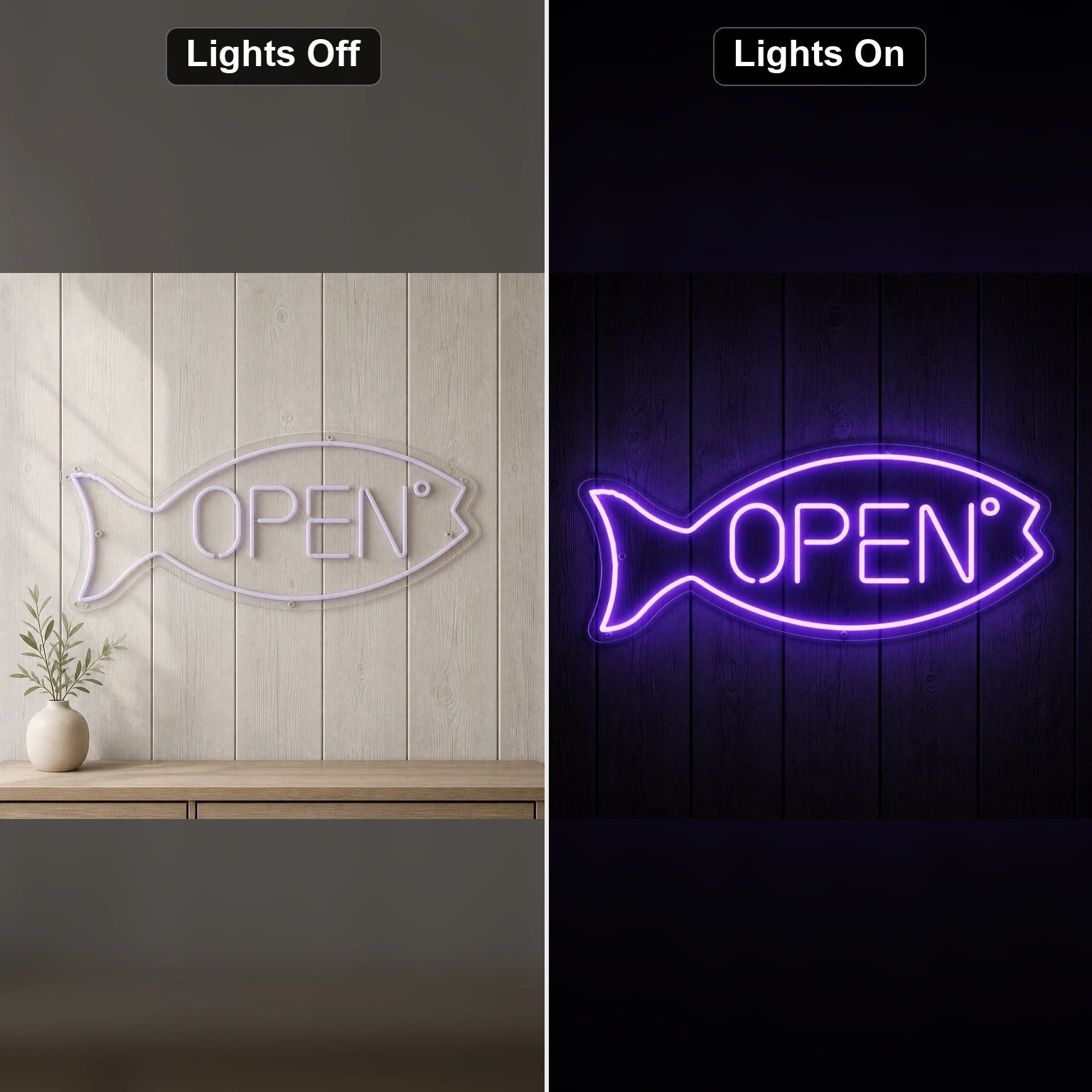 Open Fish LED Neon Sign Garage Man Cave Neon Sign - Shineneon