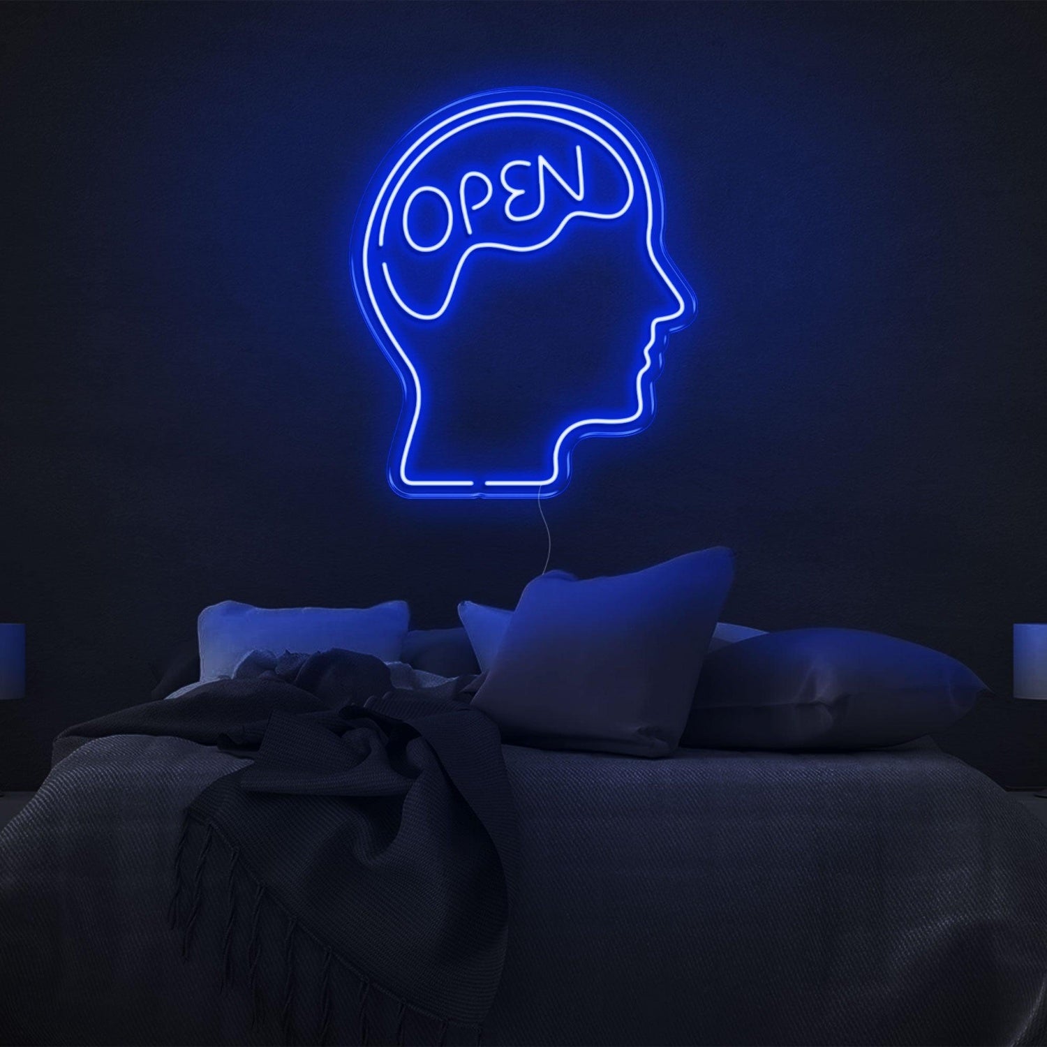 Open Head Brain Design Yellow Led Neon Sign For Modern Bedroom Wall Art | Shineneon