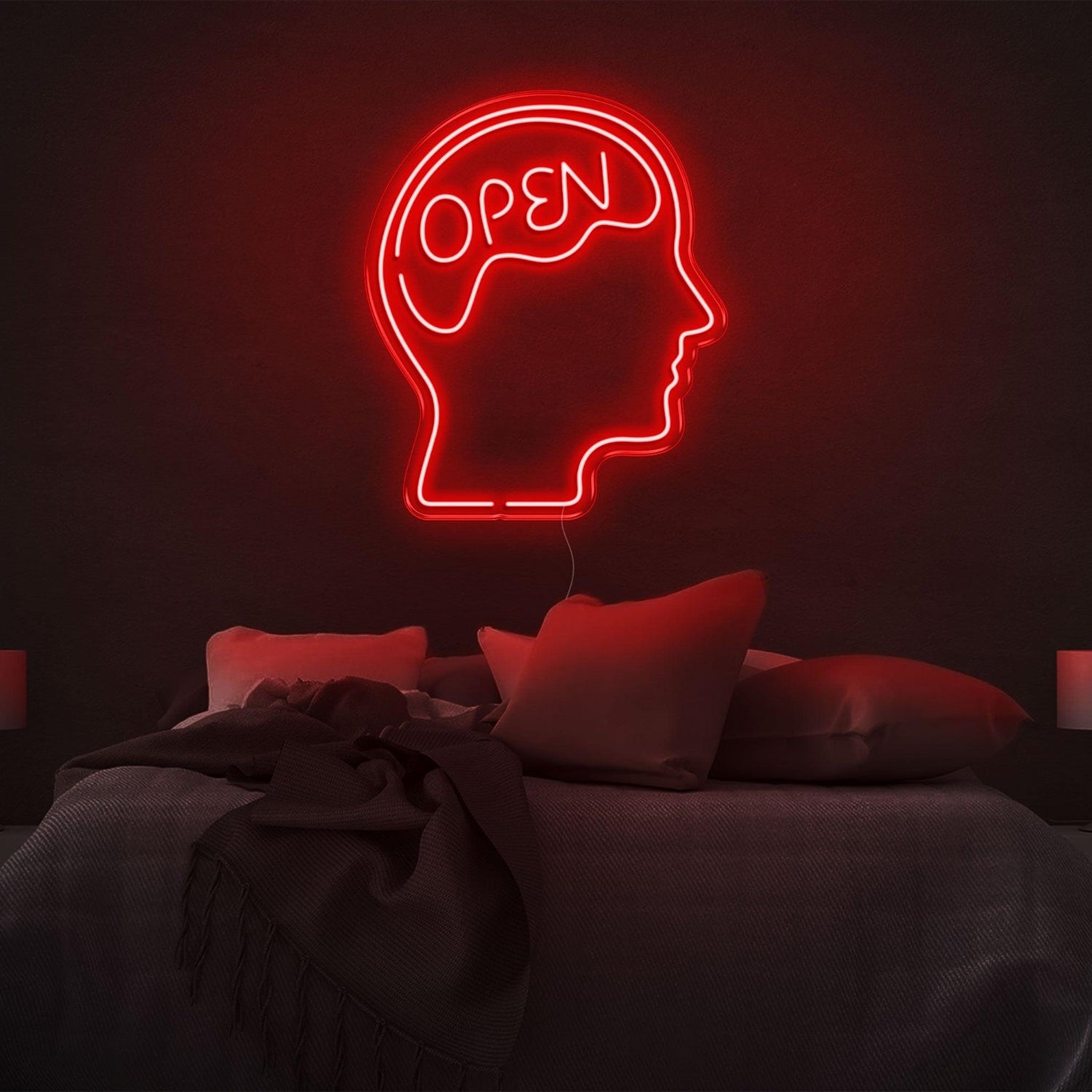 Open Head Brain Design Yellow Led Neon Sign For Modern Bedroom Wall Art | Shineneon