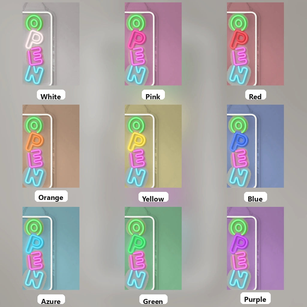 Open Interior Wall Art LED Neon Sign - 05 Color Grid
