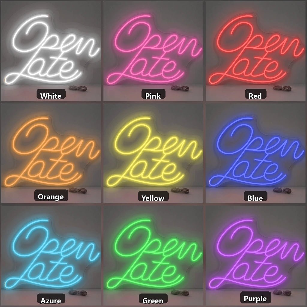 Open Late Script Vintage LED Neon Sign - Shineneon