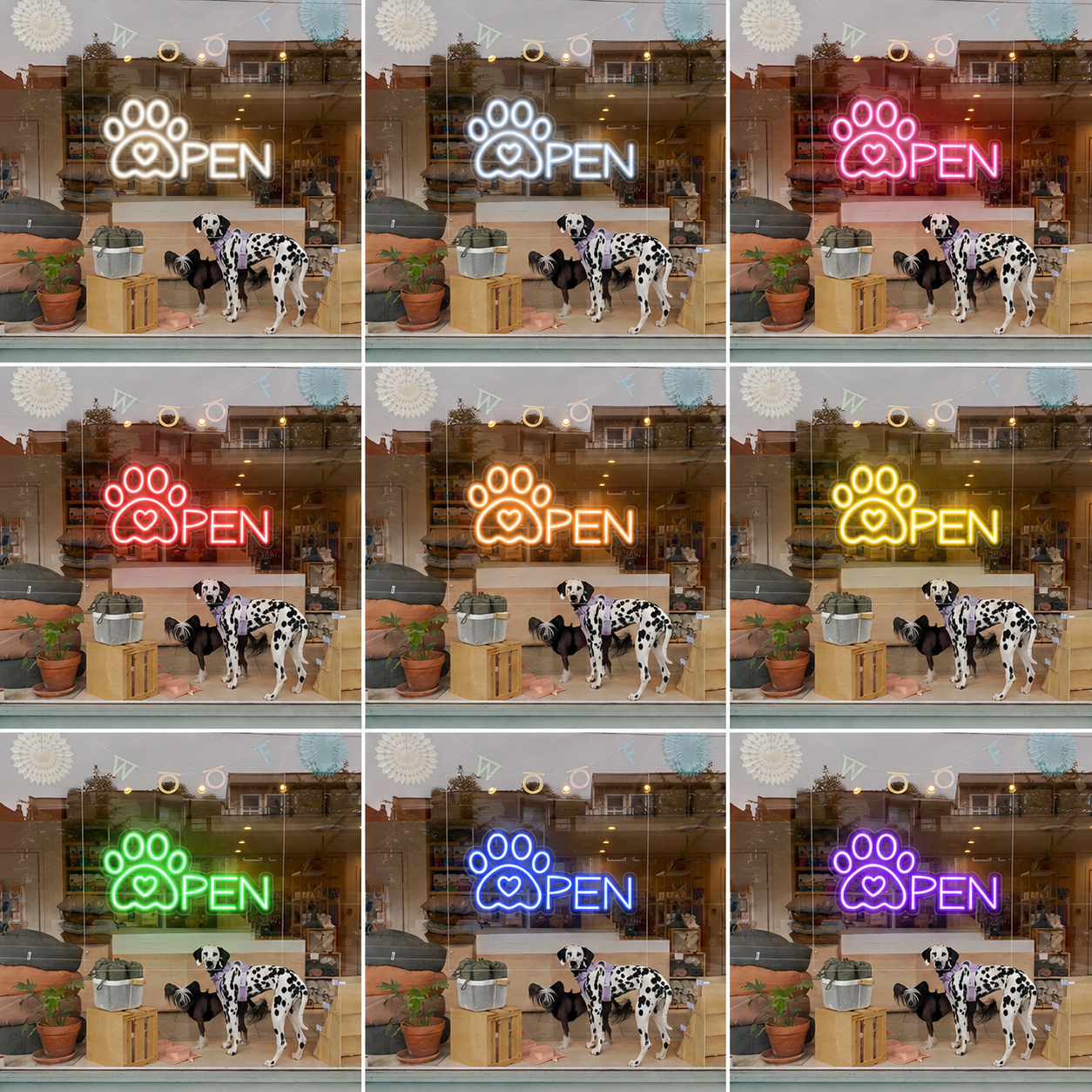 Open LED Neon Sign Home Decor Wall Neon Sign - 05 Color Grid