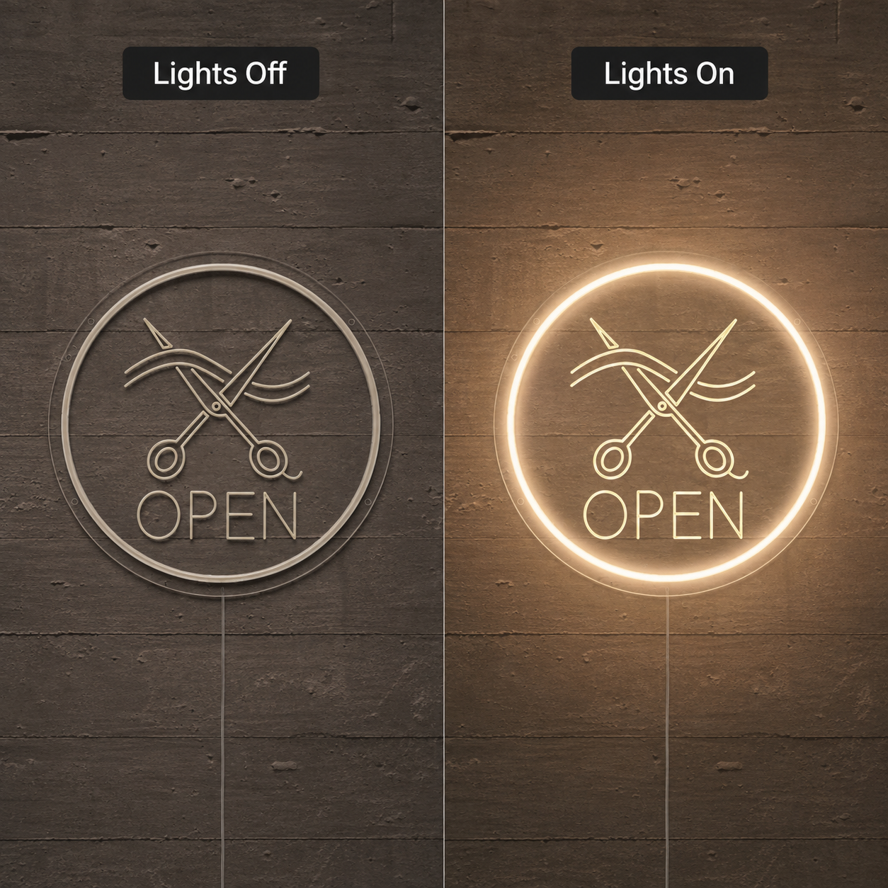 Open LED Neon Sign Home Wall Art Wall Neon Sign - 06 Day Night Comparison