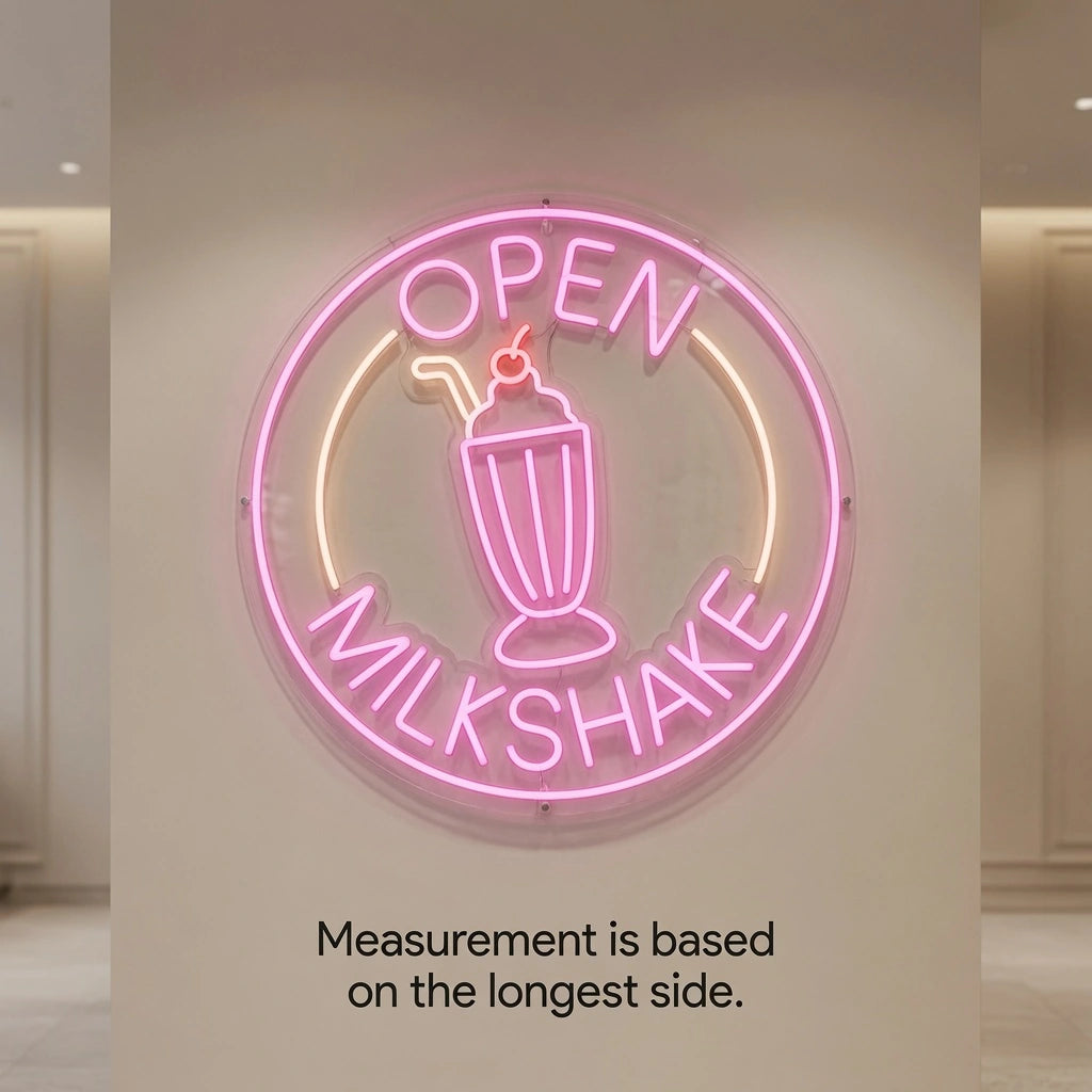 Open Milkshake Business LED Neon Sign - 04 Size Image