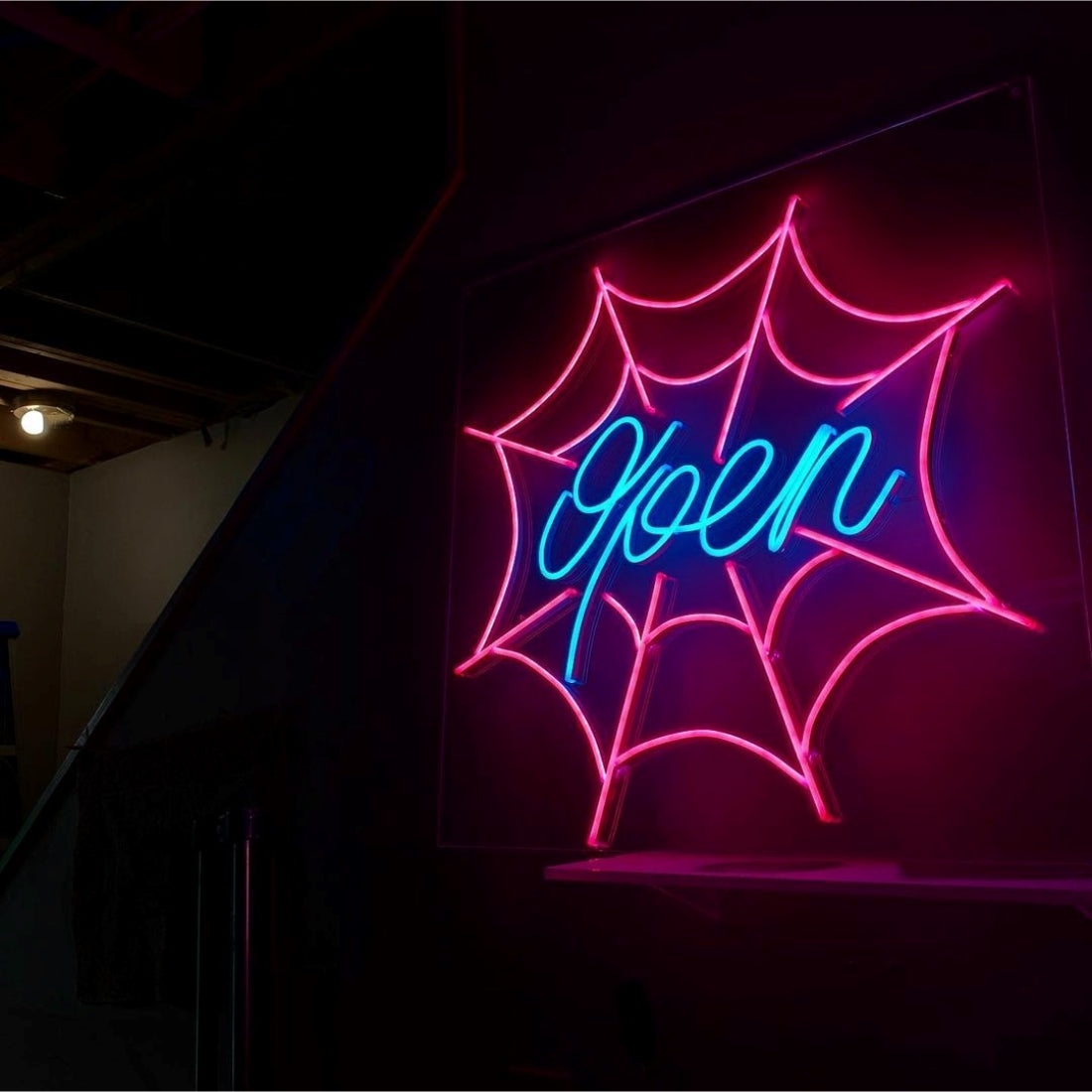 Open Spider Web Led Sign Business Neon Signs