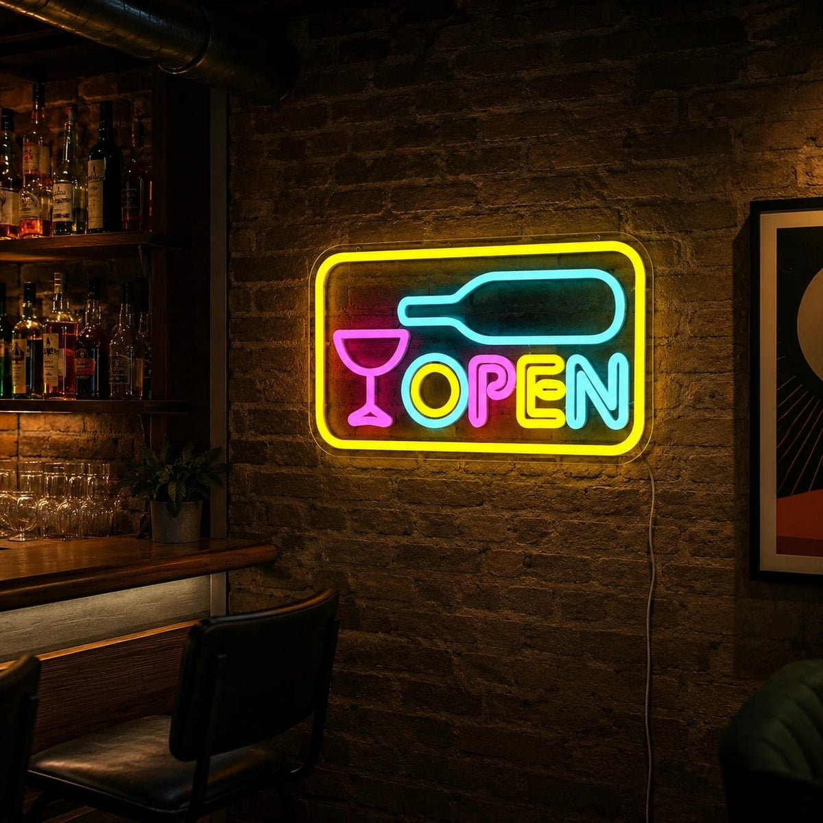 Open Wine Glass LED Neon Sign - Shineneon