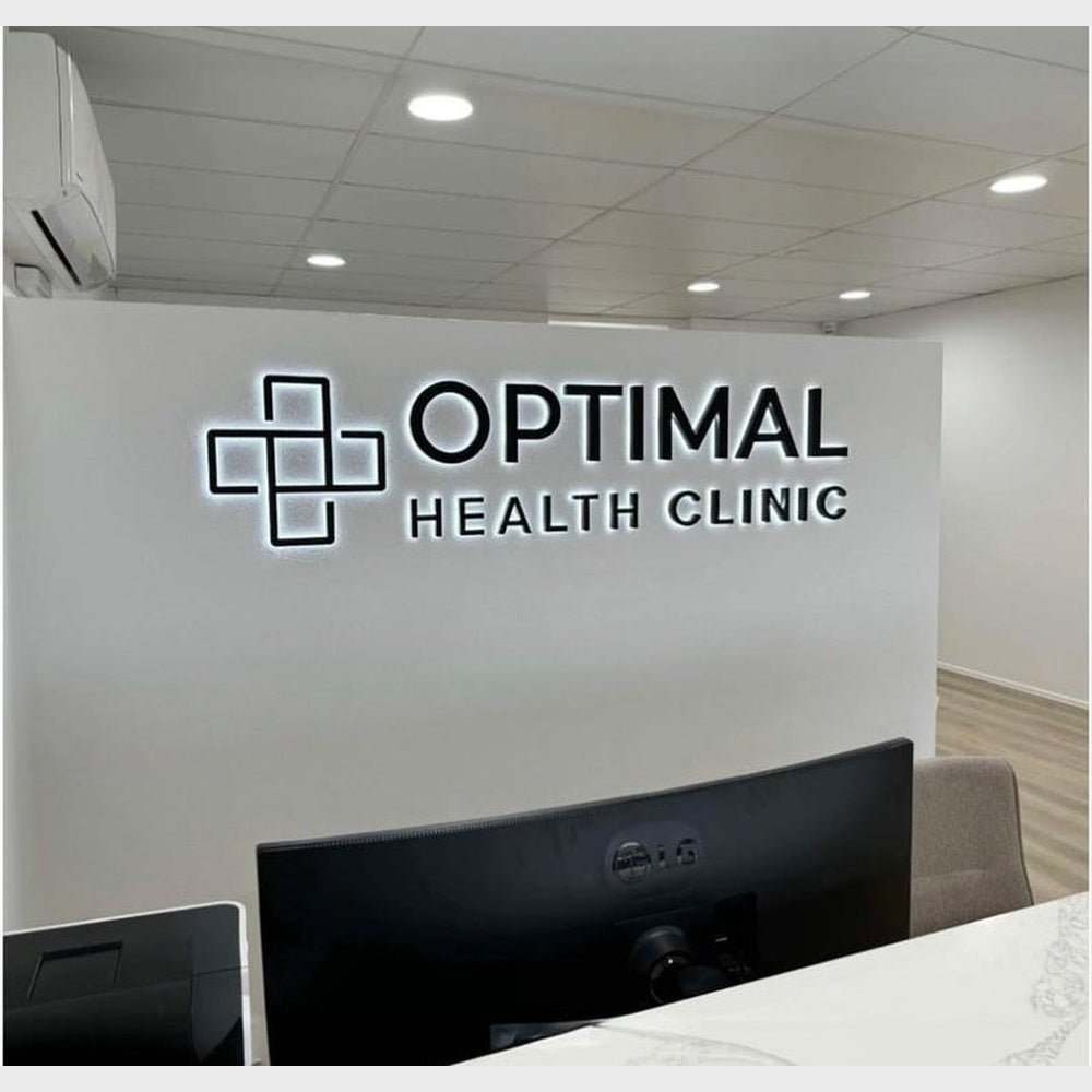 Optimal Health Clinic With Logo 3D Backlit Channel Letters Led Light Sign - Shineneon