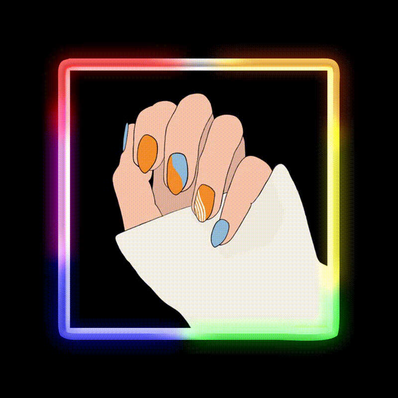 Orange And Blue Acrylic Manicure Nail Salon Led Neon Sign Rgb Color - LED neon sign close-up detail